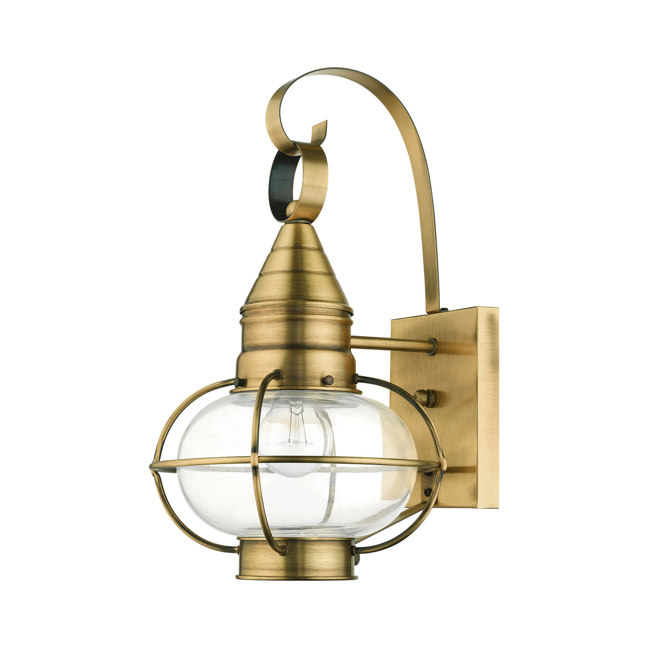 LIVEX LIGHTING 26901-01 Newburyport 1 Lt Antique Brass Outdoor Wall Lantern