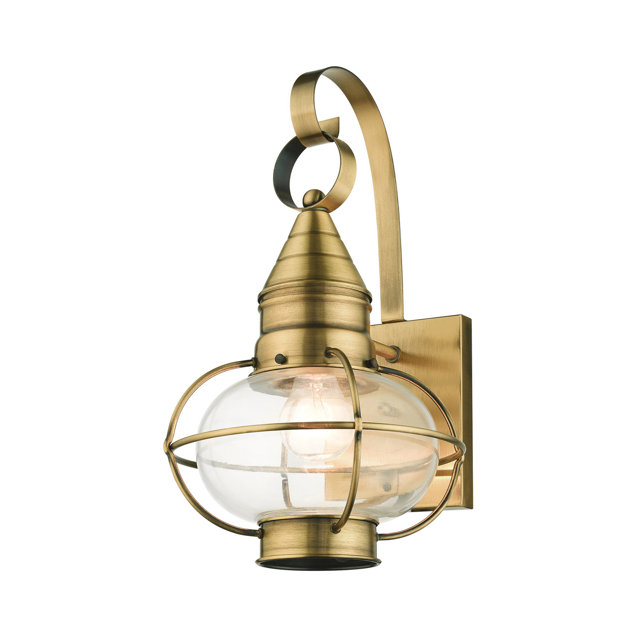 LIVEX LIGHTING 26901-01 Newburyport 1 Lt Antique Brass Outdoor Wall Lantern