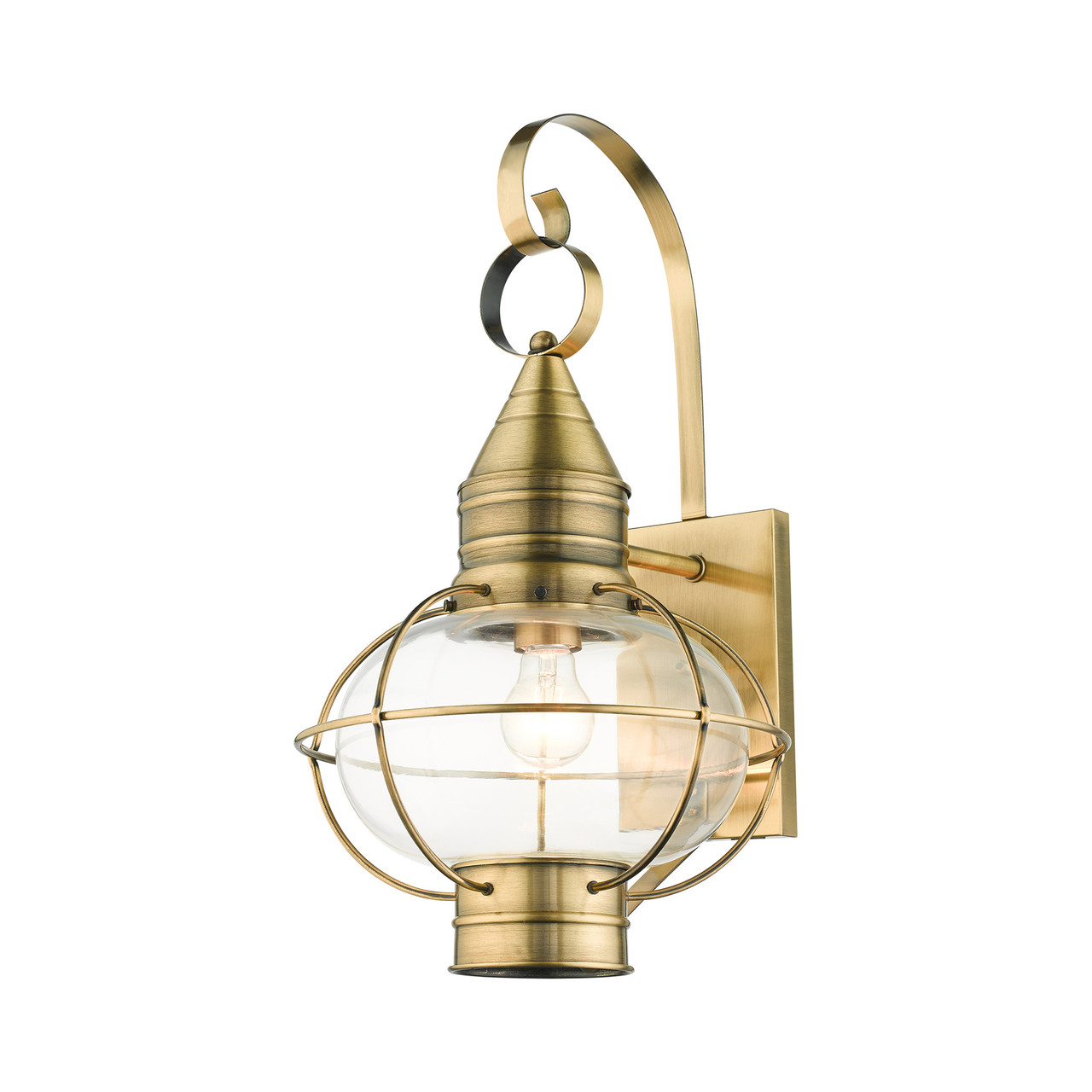 LIVEX LIGHTING 26904-01 Newburyport 1 Lt Antique Brass Outdoor Wall Lantern