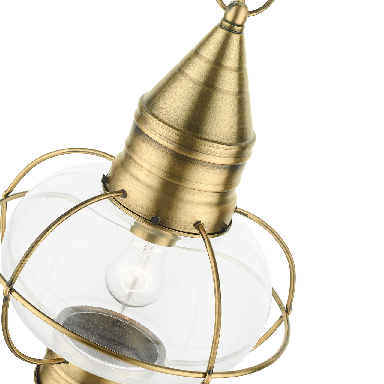 LIVEX LIGHTING 26906-01 1 Light Antique Brass Outdoor Pendant Lantern LIVEX LIGHTING 26906-01 1 Light Antique Brass Outdoor Pendant Lantern