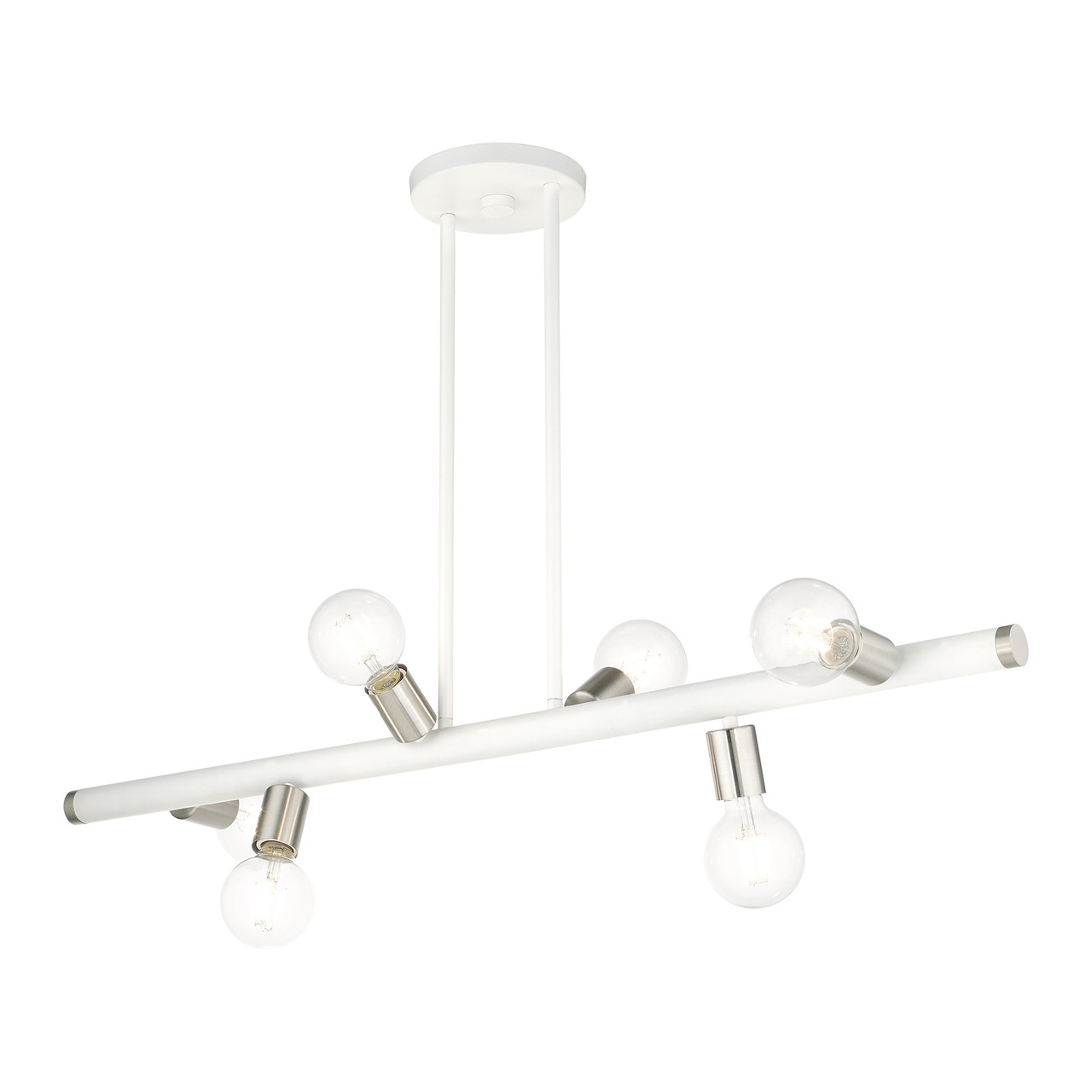LIVEX LIGHTING 45866-03 Bannister 6 Lt White Linear Chandelier