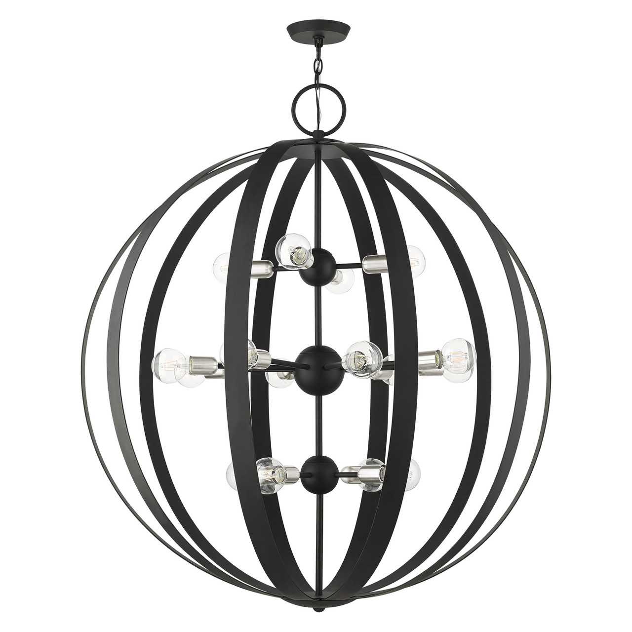 LIVEX LIGHTING 46418-04 Modesto 16 Lt Black Foyer Chandelier