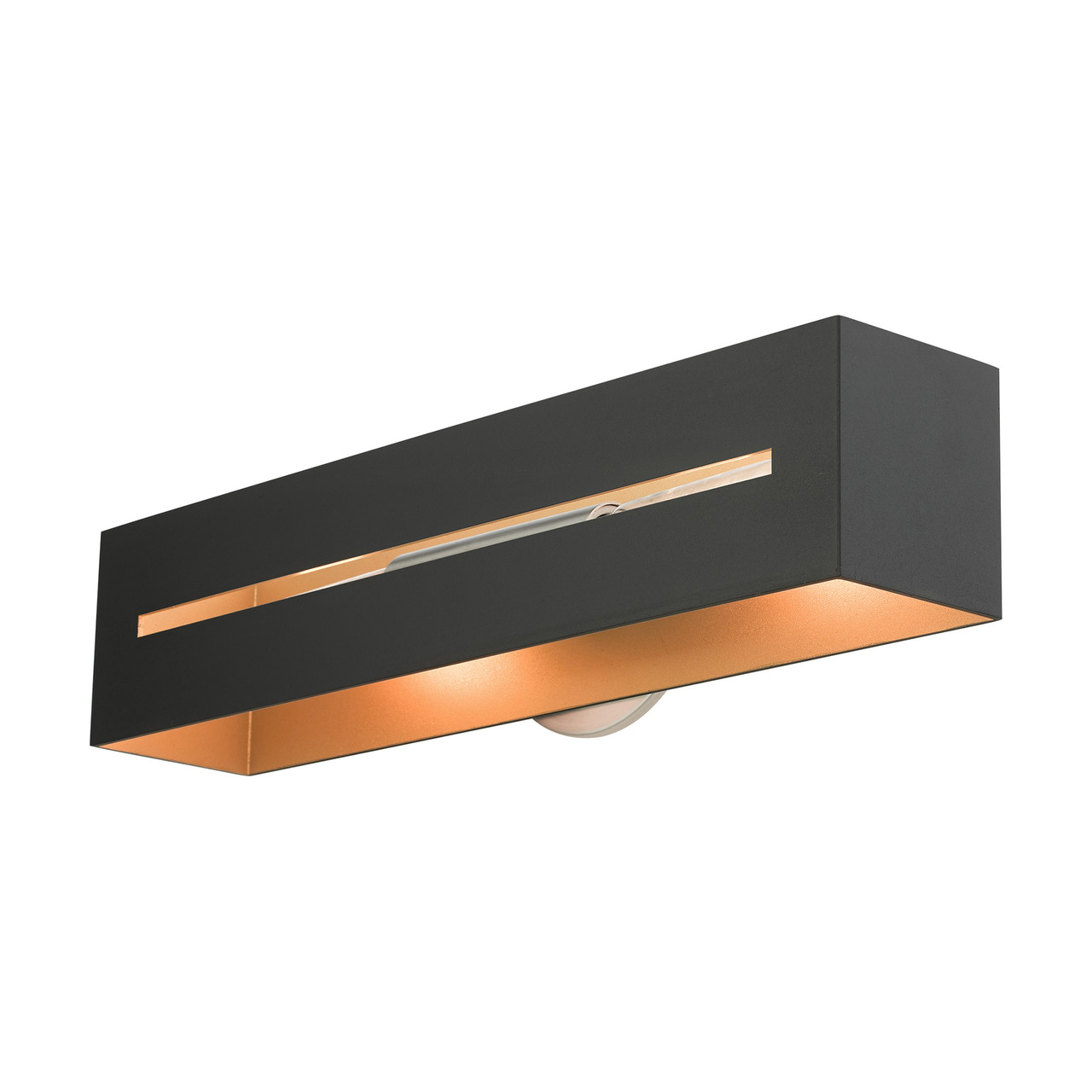 LIVEX LIGHTING 16682-14 Soma 2 Lt Textured Black with Brushed Nickel Accents ADA Vanity Sconce