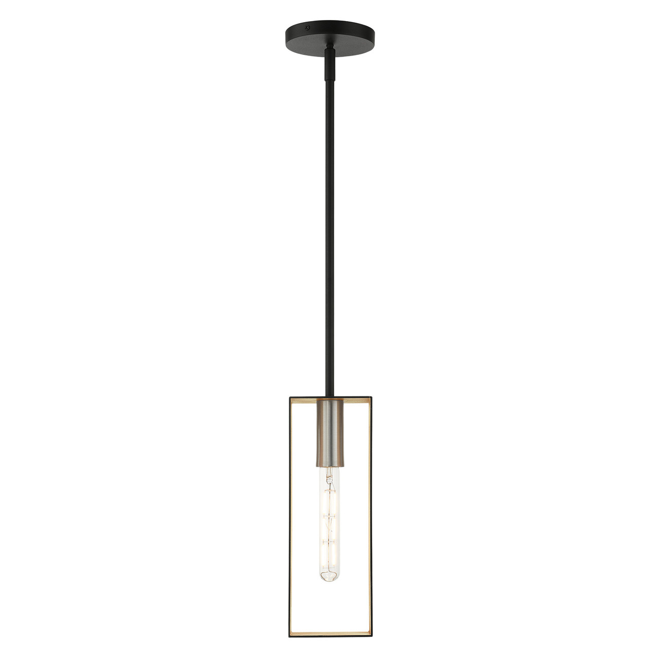 LIVEX LIGHTING 45951-14 Soma 1 Lt Textured Black with Brushed Nickel Accents Pendant