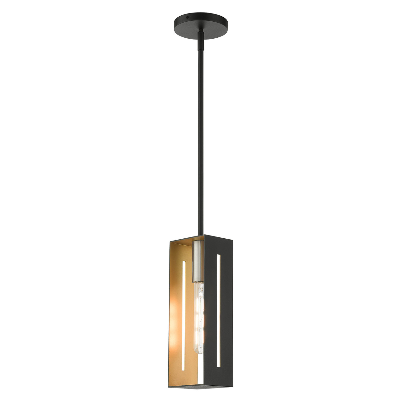 LIVEX LIGHTING 45951-14 Soma 1 Lt Textured Black with Brushed Nickel Accents Pendant