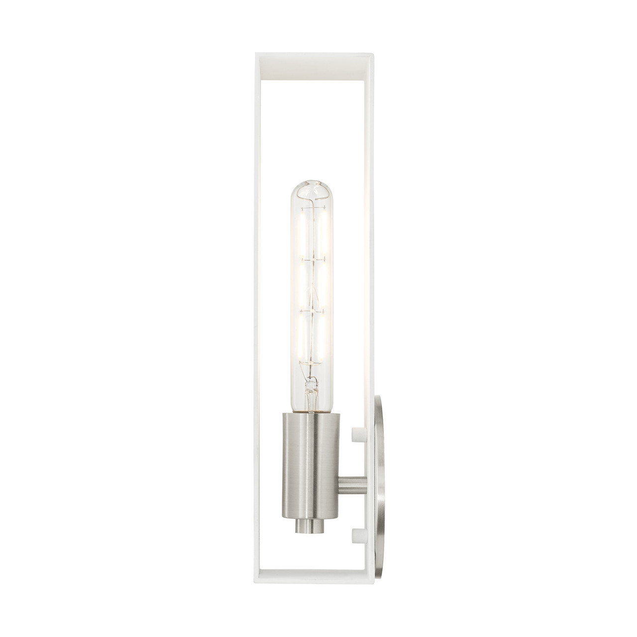 LIVEX LIGHTING 45953-13 1 Light Textured White with Brushed Nickel Finish Accents