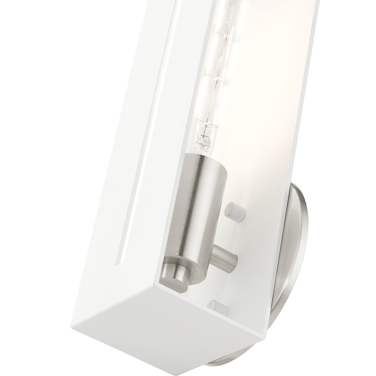 LIVEX LIGHTING 45953-13 1 Light Textured White with Brushed Nickel Finish Accents