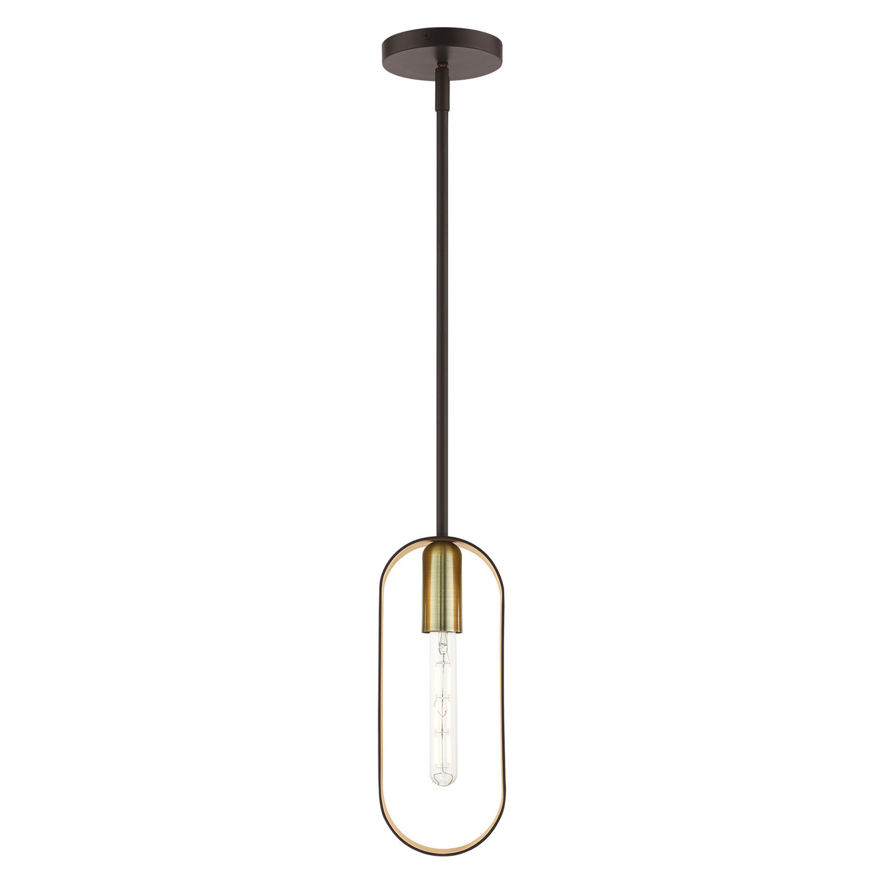 LIVEX LIGHTING 45761-07 Ravena 1 Lt Bronze with Antique Brass Accents Pendant