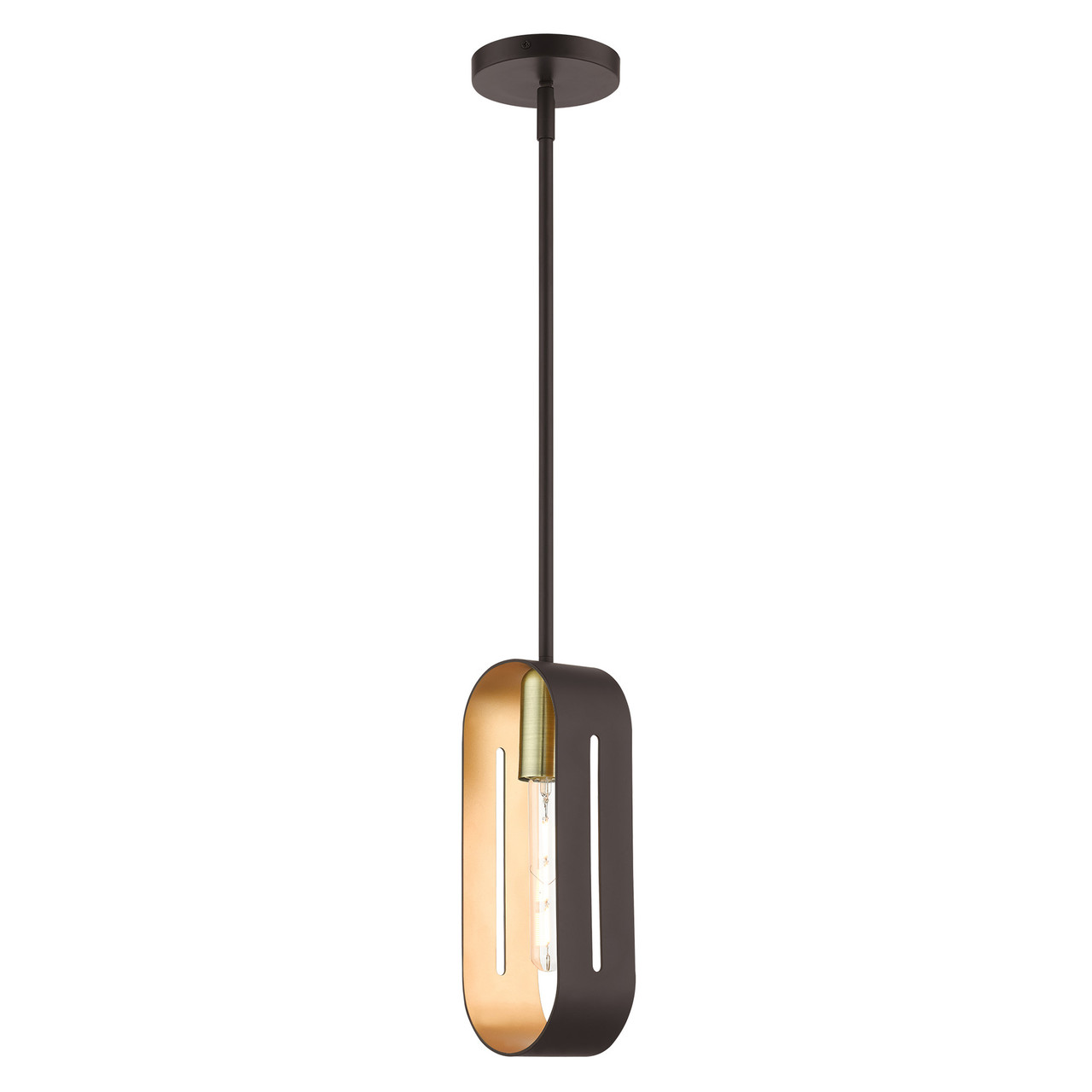 LIVEX LIGHTING 45761-07 Ravena 1 Lt Bronze with Antique Brass Accents Pendant