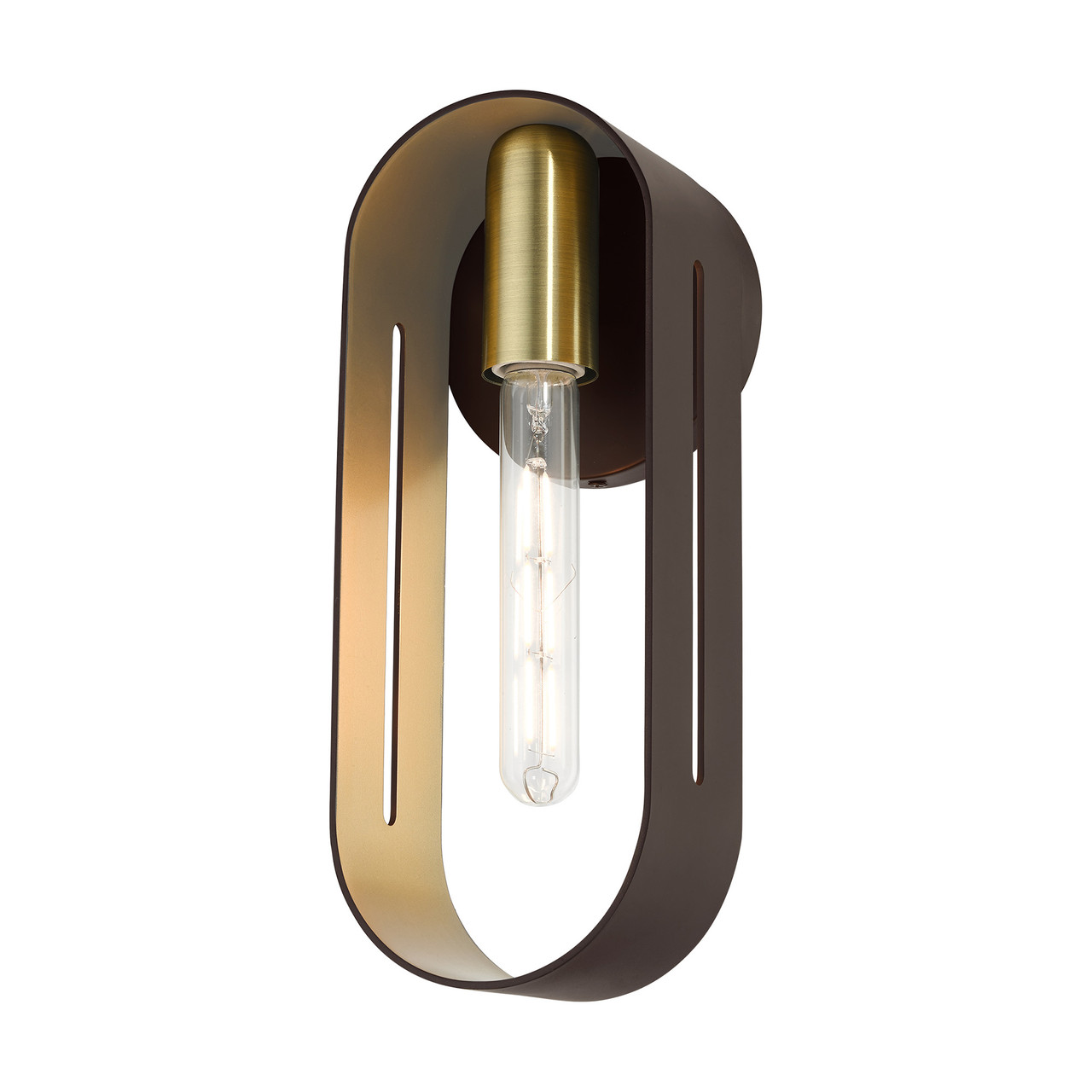 LIVEX LIGHTING 45762-07 1 Light Bronze with Antique Brass Accents ADA Single Sconce
