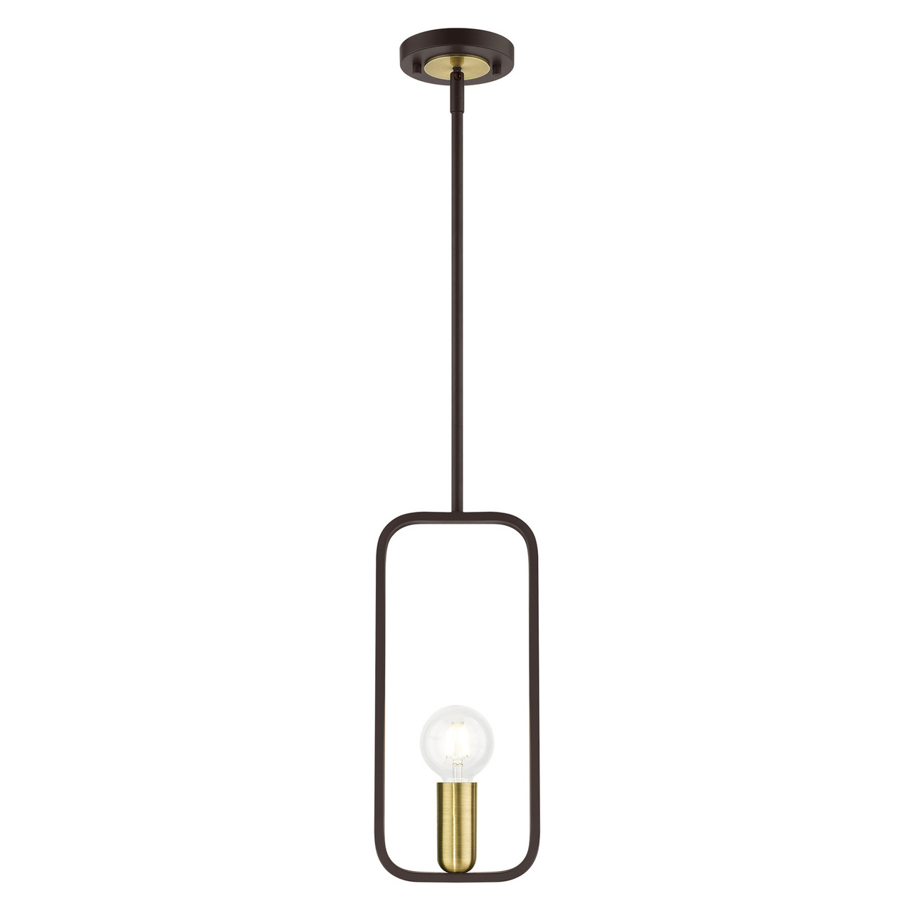 LIVEX LIGHTING 49741-07 Bergamo 1 Lt Bronze with Antique Brass Accents Pendant