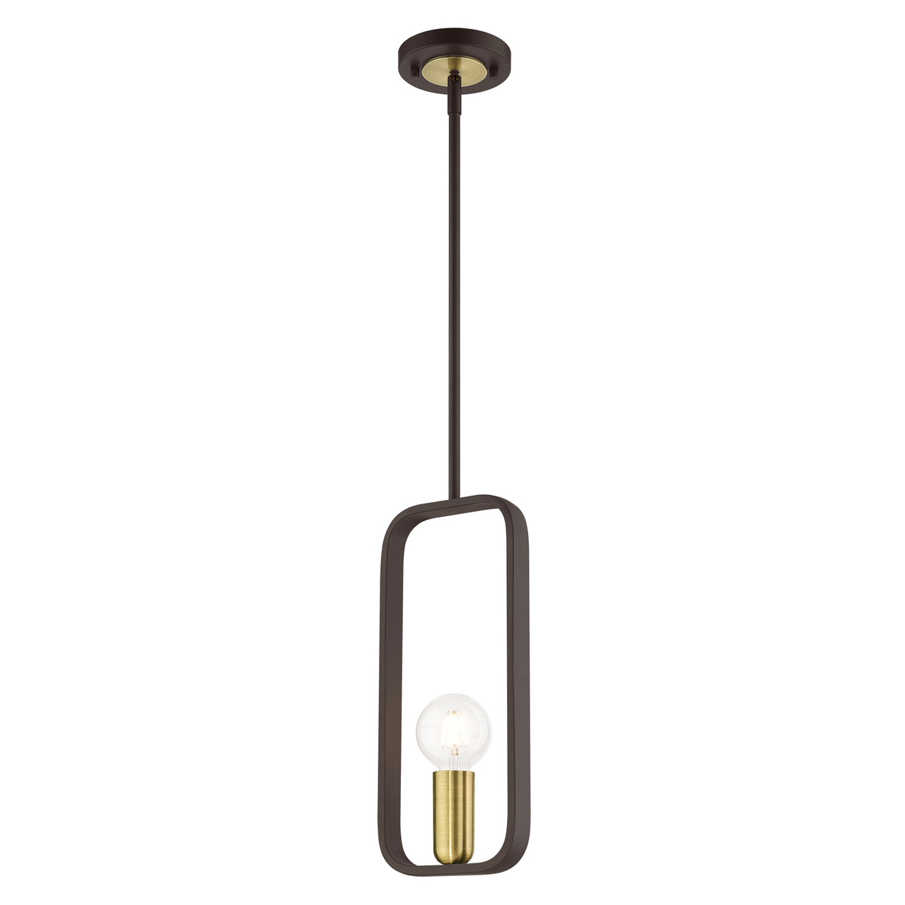 LIVEX LIGHTING 49741-07 Bergamo 1 Lt Bronze with Antique Brass Accents Pendant