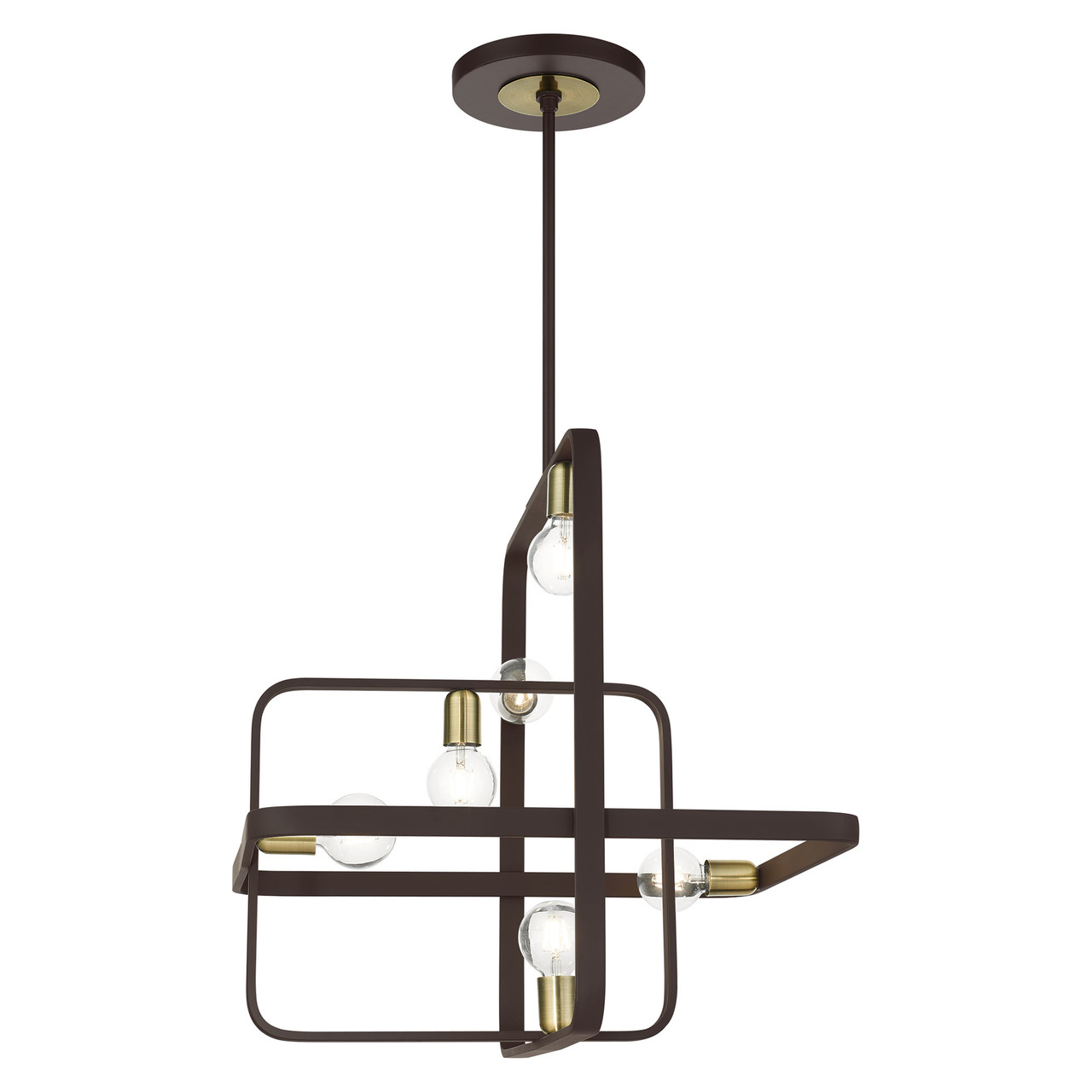 LIVEX LIGHTING 49745-07 Bergamo 6 Lt Bronze with Antique Brass Accents Chandelier