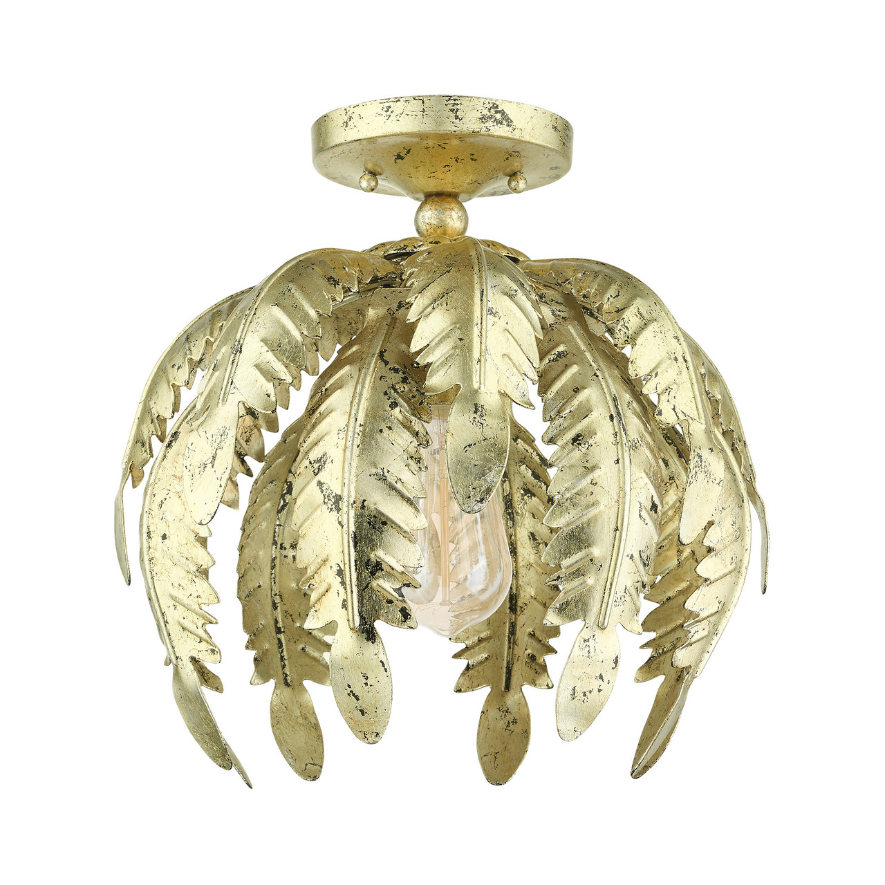 LIVEX LIGHTING 46231-28 Acanthus 1 Lt Winter Gold Semi Flush