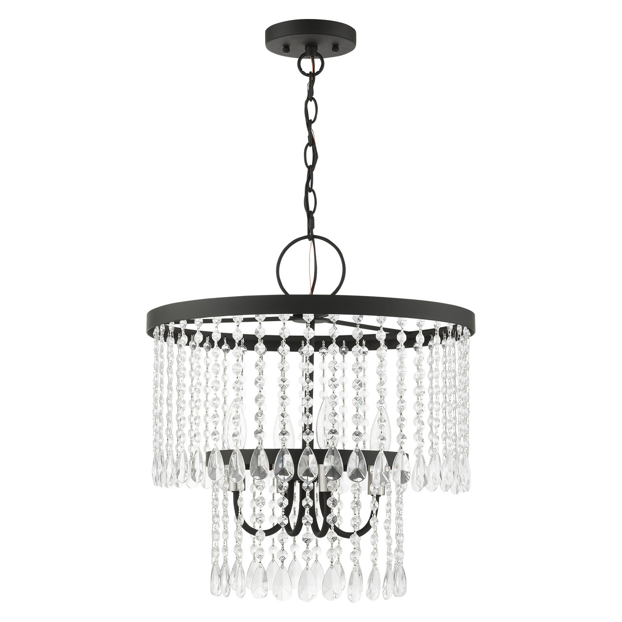 LIVEX LIGHTING 51064-04 Elizabeth 4 Lt Black Pendant Chandelier