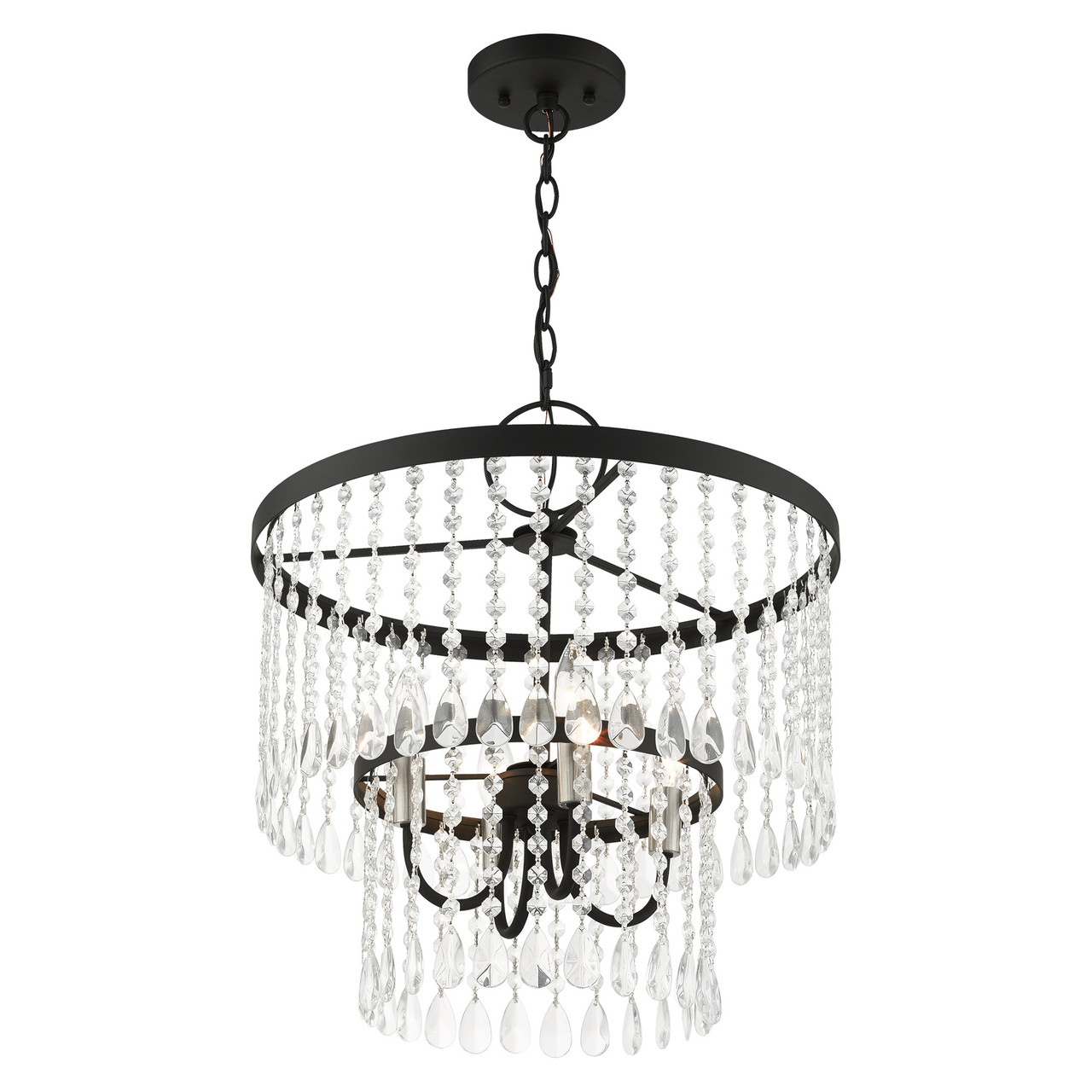 LIVEX LIGHTING 51064-04 Elizabeth 4 Lt Black Pendant Chandelier