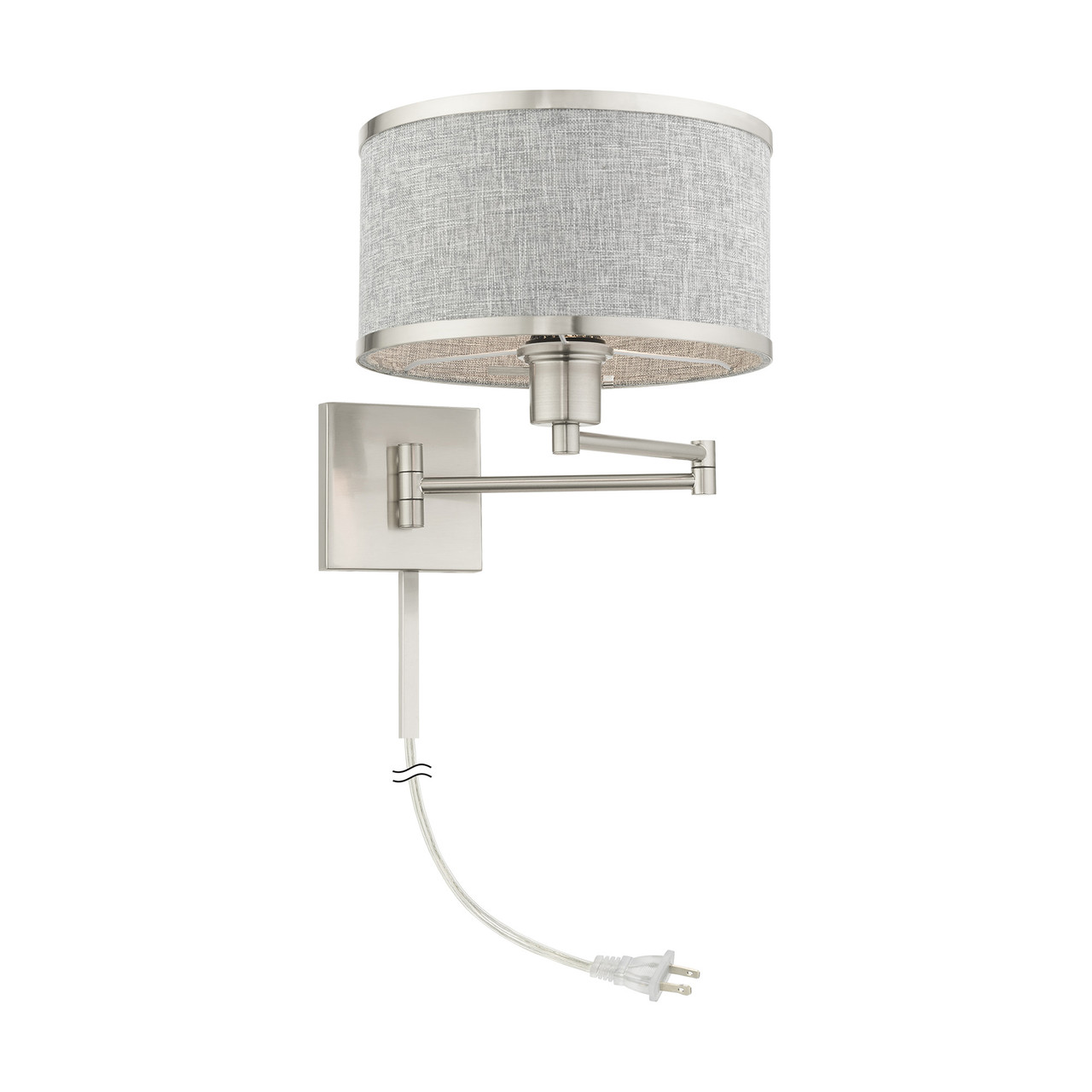 LIVEX LIGHTING 60429-91 1 Light Brushed Nickel Swing Arm Wall Lamp