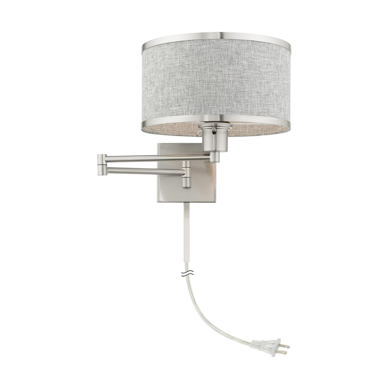 LIVEX LIGHTING 60429-91 1 Light Brushed Nickel Swing Arm Wall Lamp