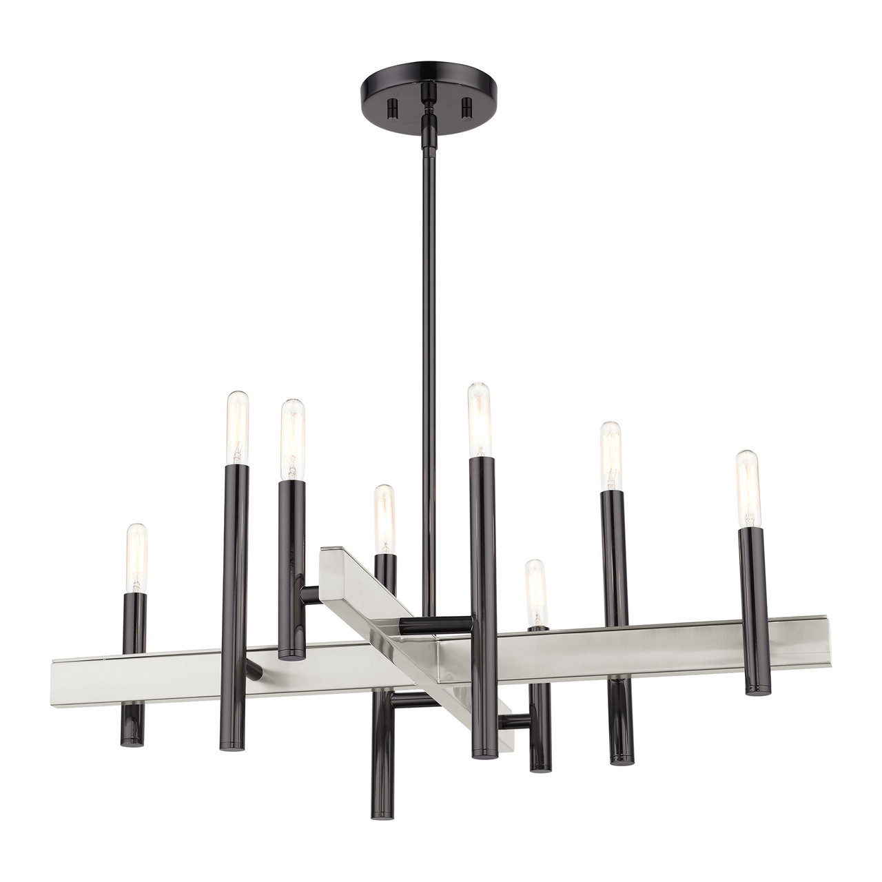 LIVEX LIGHTING 49348-46 Denmark 8 Lt Black Chrome  Chandelier