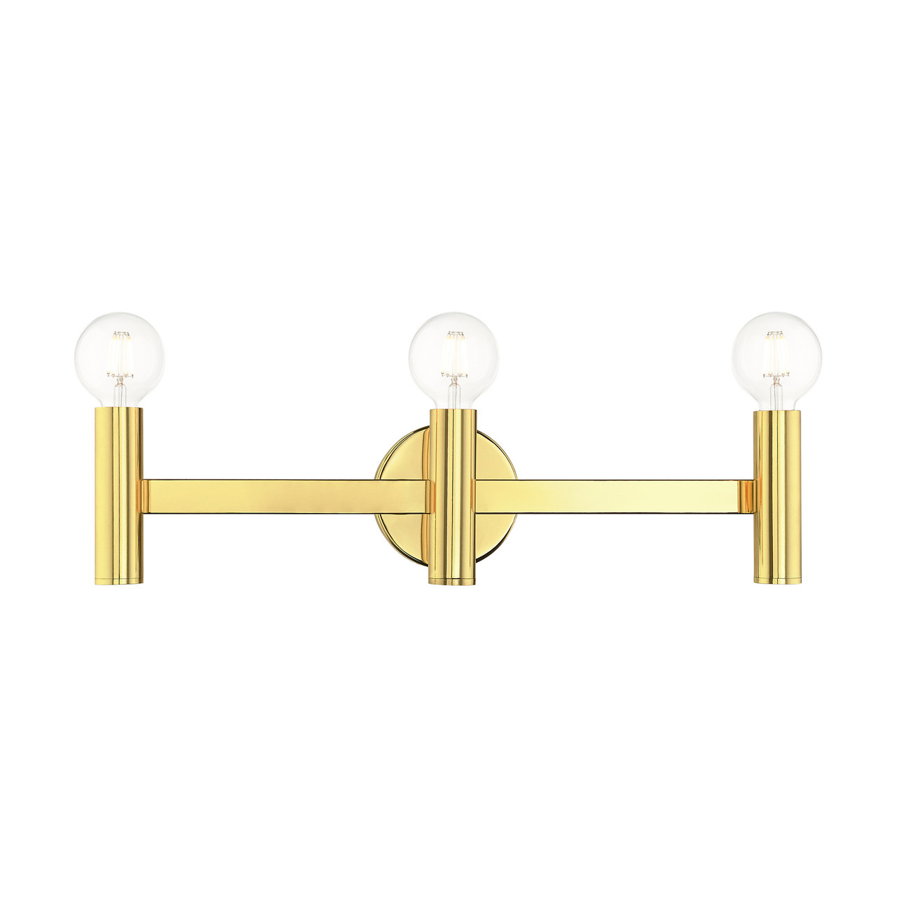 LIVEX LIGHTING 10343-02 Copenhagen 3 Lt Polished Brass ADA Vanity Sconce