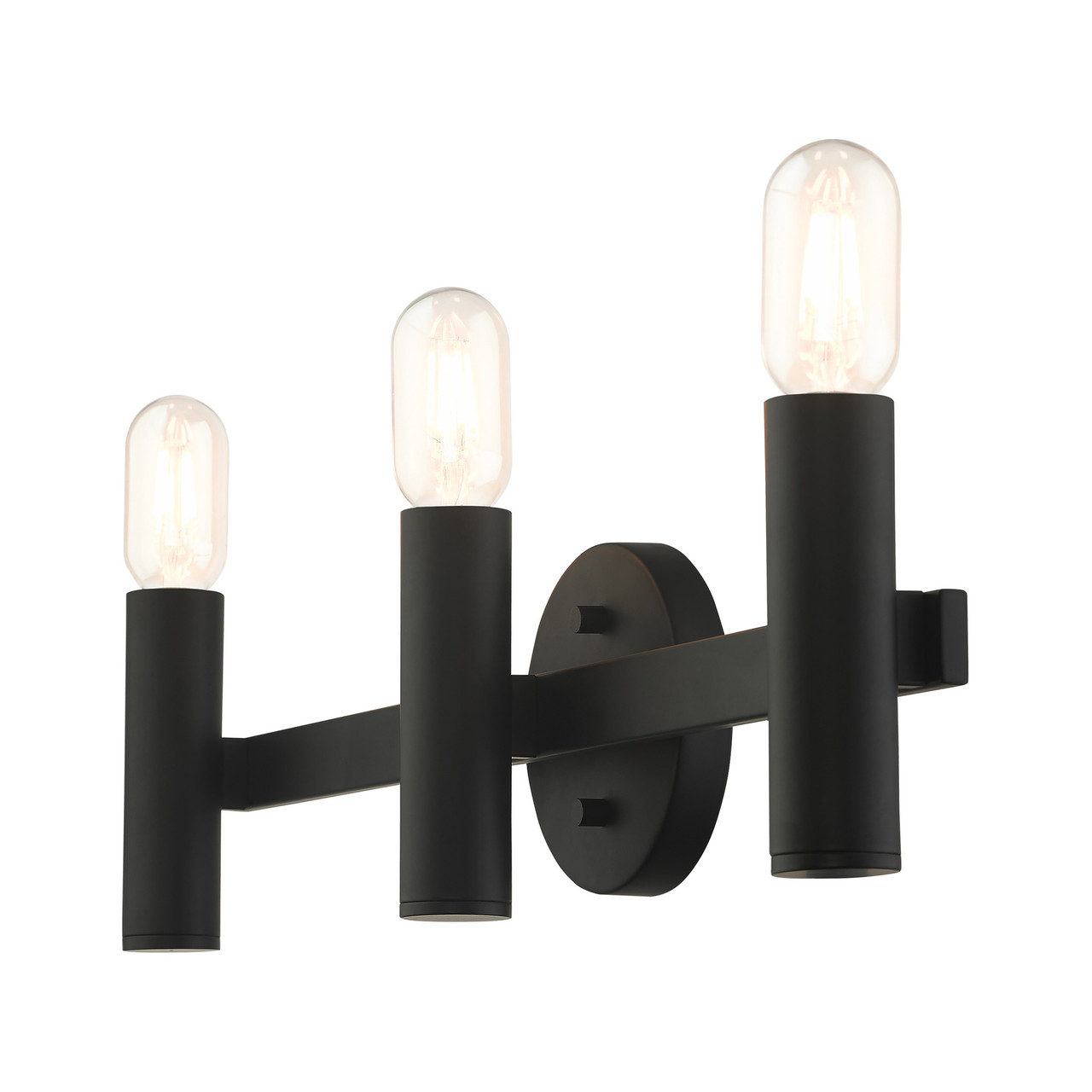 LIVEX LIGHTING 10343-04 Copenhagen 3 Lt Black ADA Vanity Sconce