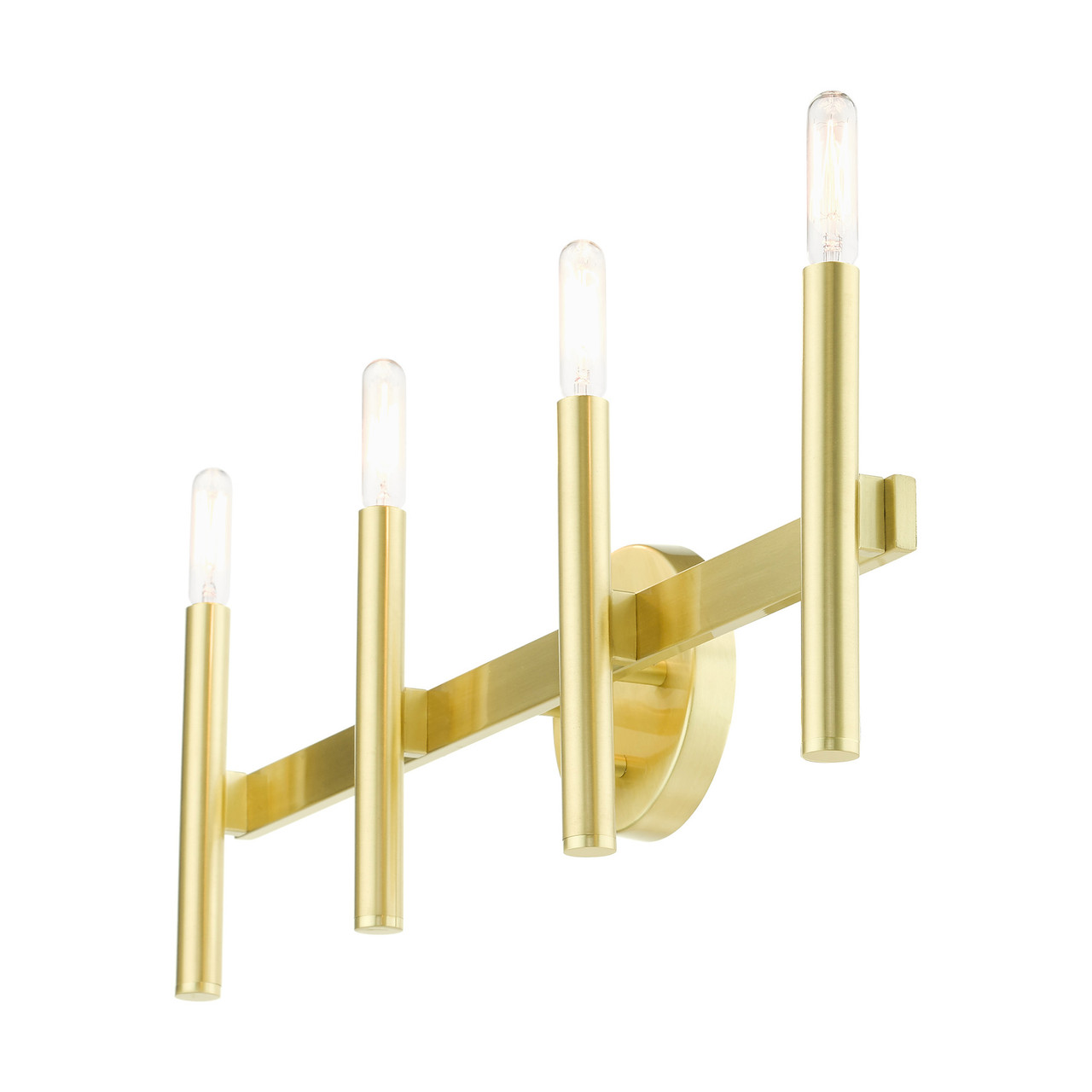 LIVEX LIGHTING 10344-12 Copenhagen 4 Lt Satin Brass ADA Vanity Sconce