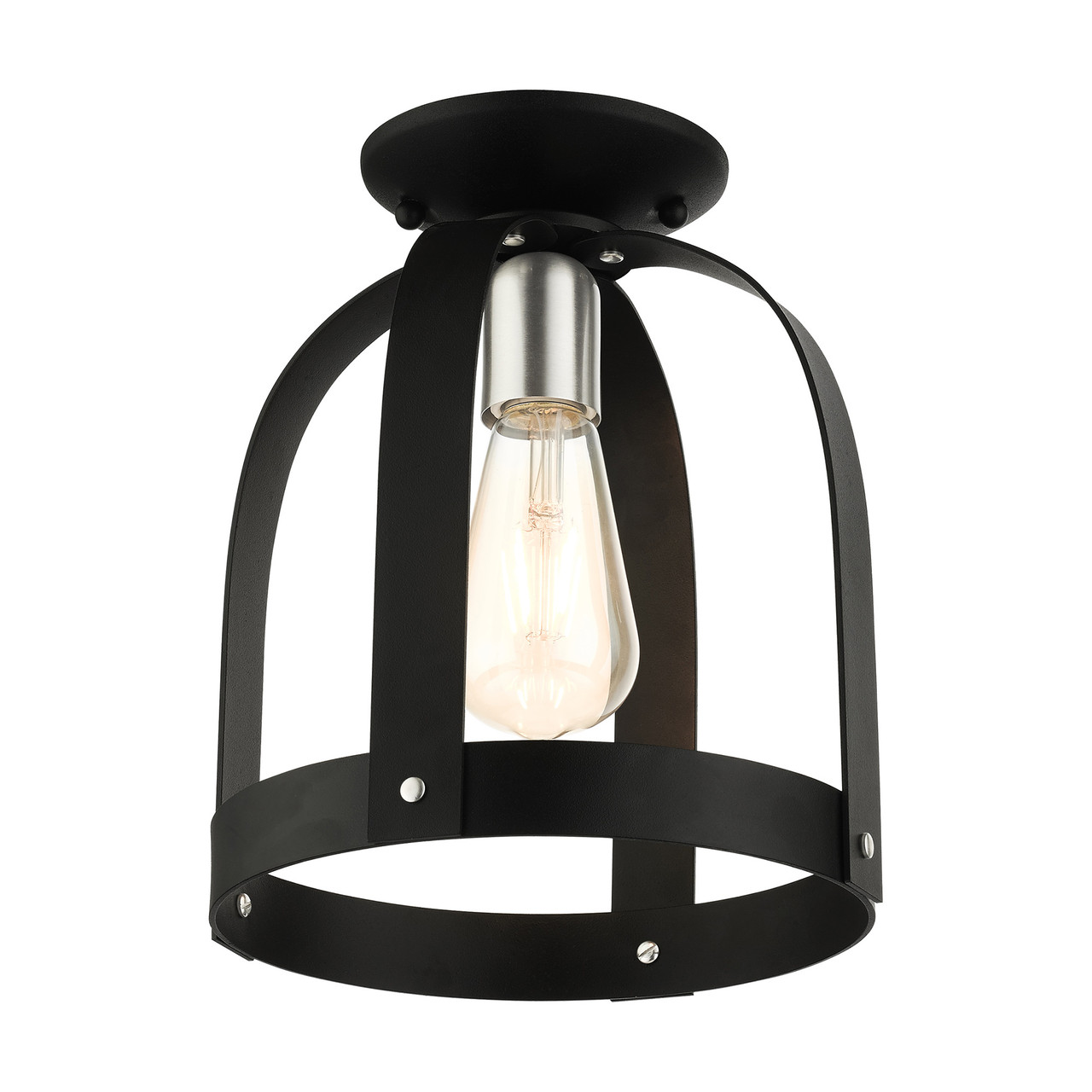 LIVEX LIGHTING 49641-14 Stoneridge 1 Lt Textured Black Petite Semi Flush