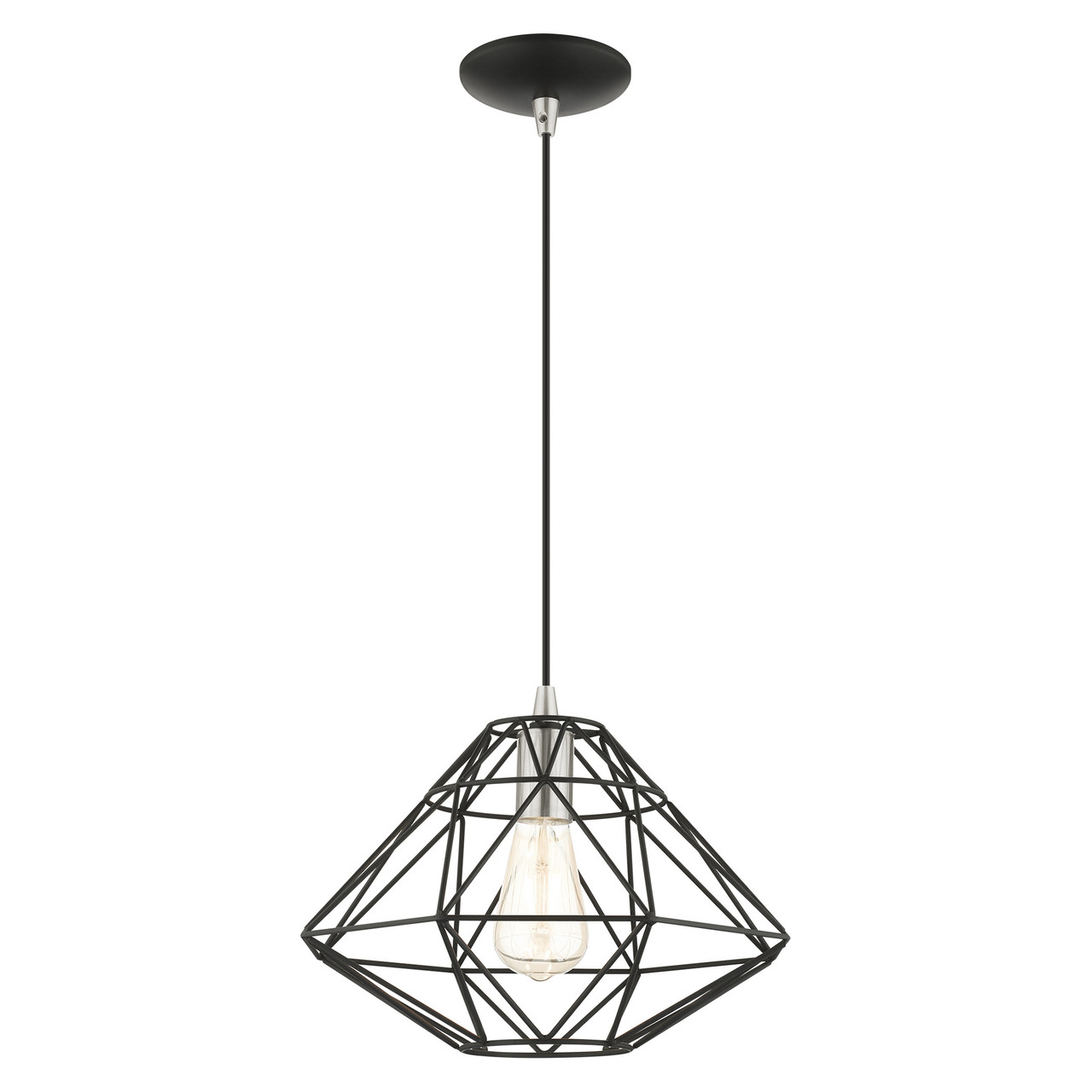 LIVEX LIGHTING 41323-04 Geometric 1 Lt Black Pendant