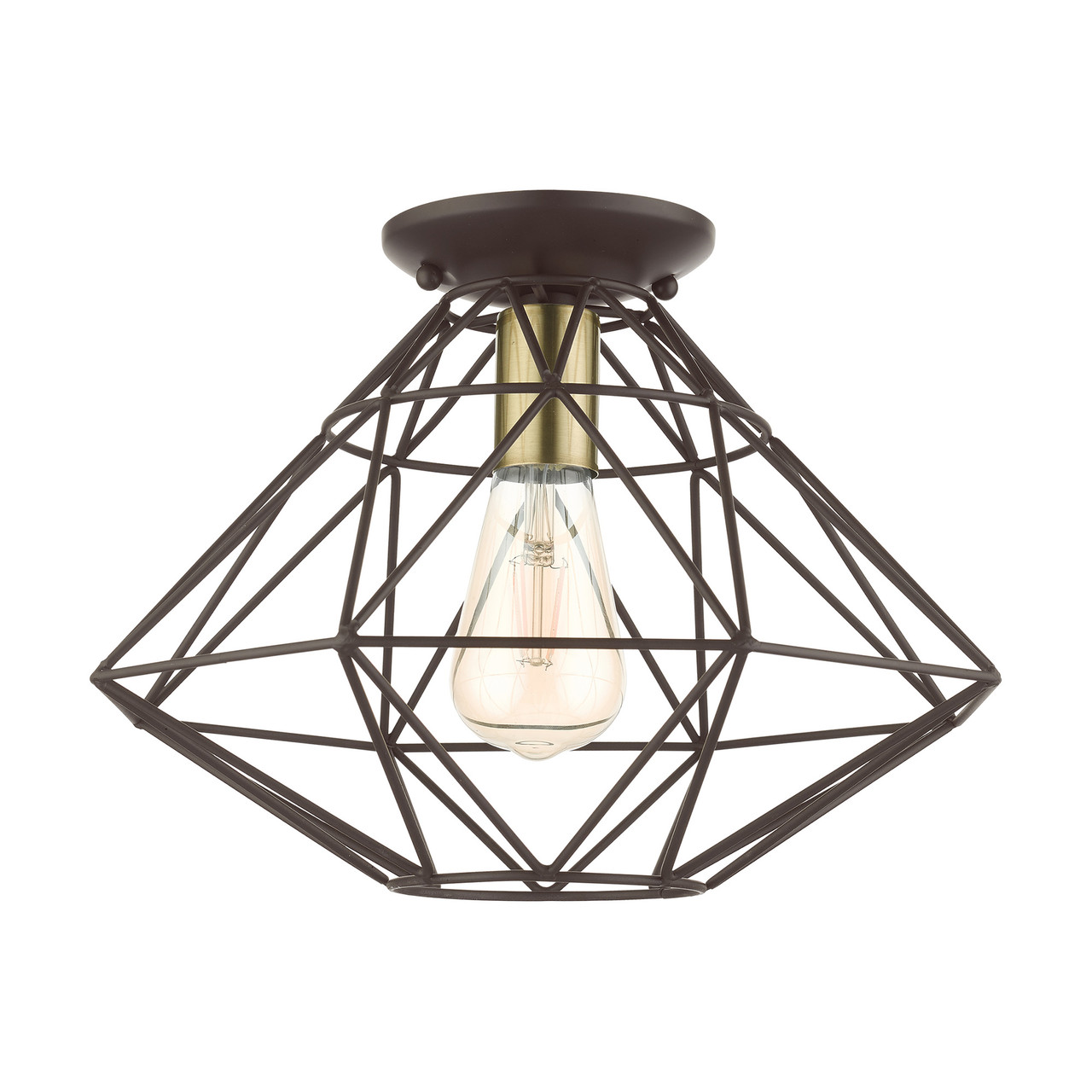 LIVEX LIGHTING 46248-07 Geometric 1 Lt Bronze Flush Mount