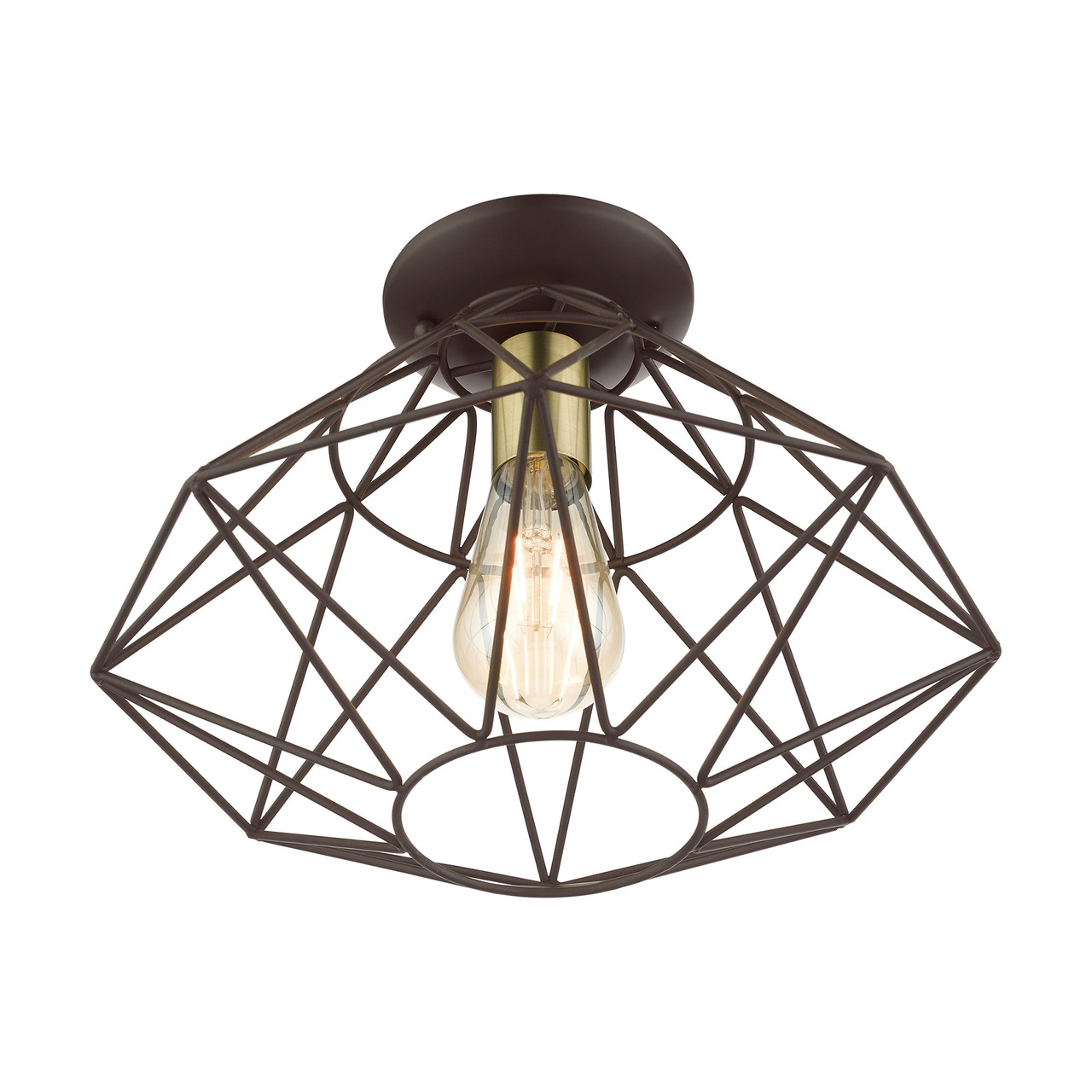 LIVEX LIGHTING 46248-07 Geometric 1 Lt Bronze Flush Mount