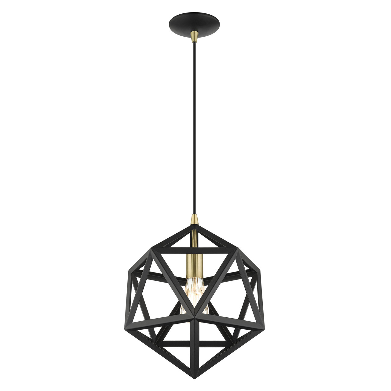 LIVEX LIGHTING 41328-14 Geometric 1 Lt Textured Black Pendant