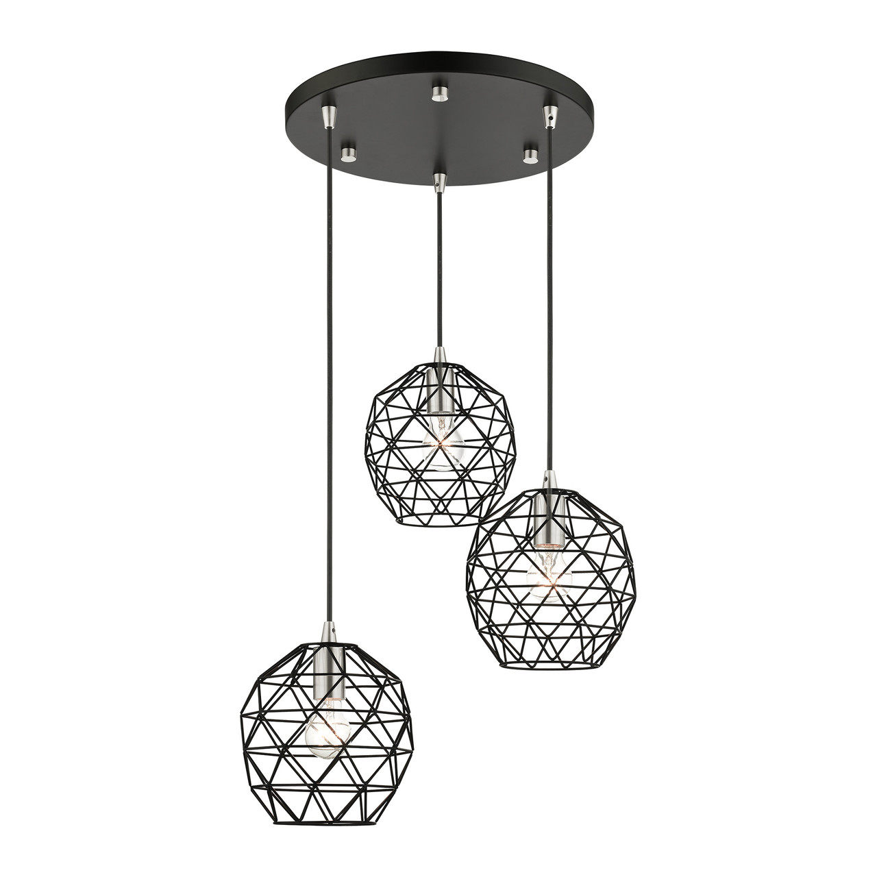 LIVEX LIGHTING 46593-04 Geometrix 3 Lt Black Pendant