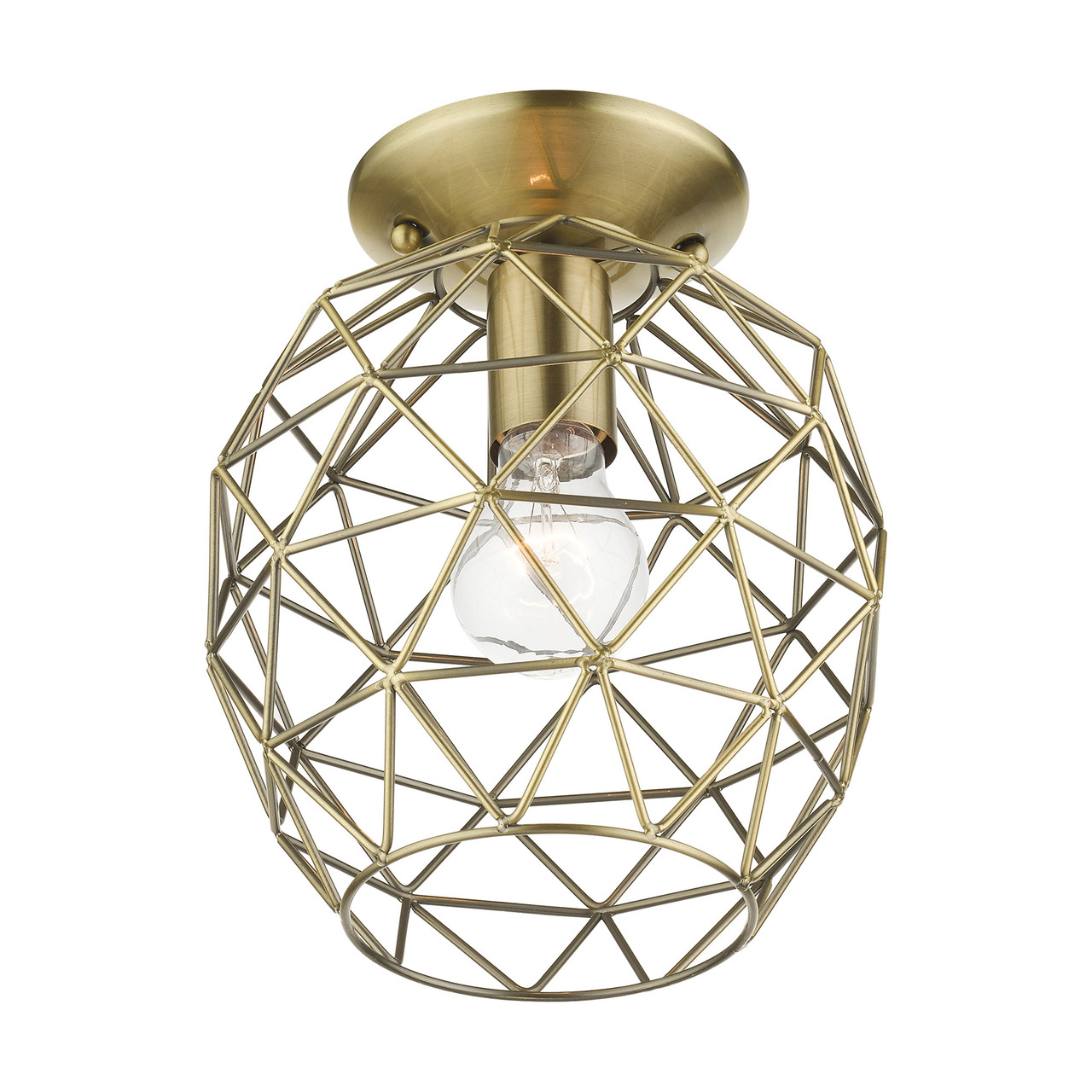 LIVEX LIGHTING 46598-01 Geometrix 1 Lt Antique Brass  Flush Mount