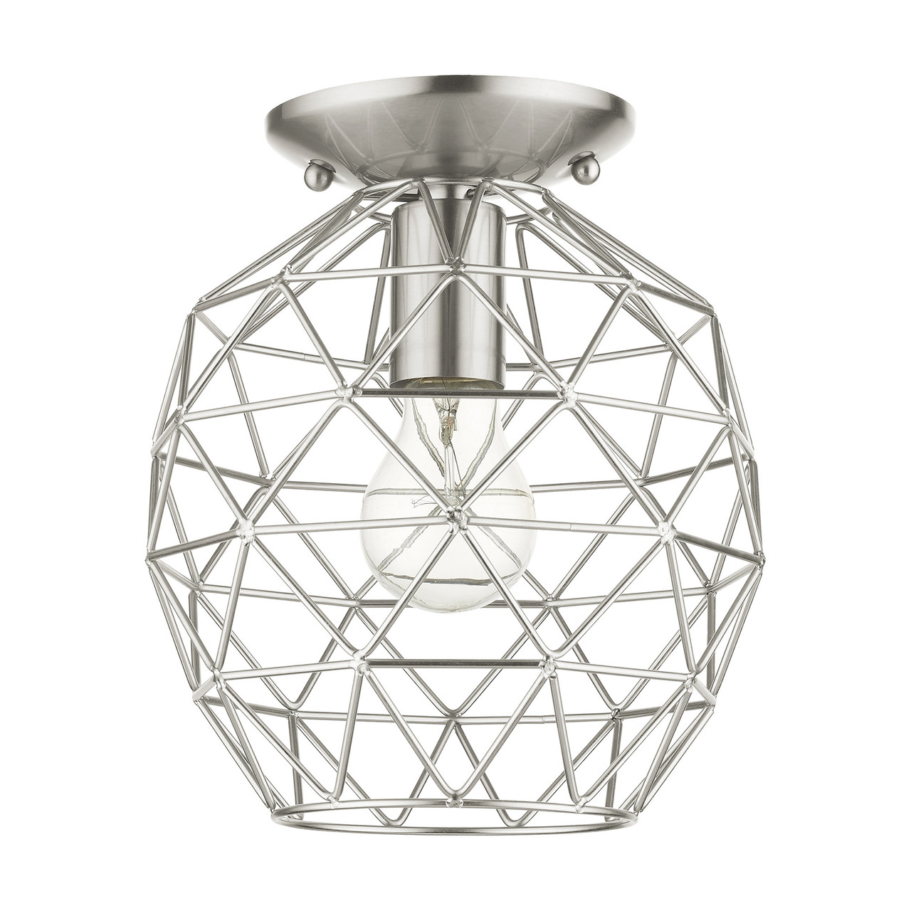 LIVEX LIGHTING 46598-91 Geometrix 1 Lt Brushed Nickel  Flush Mount