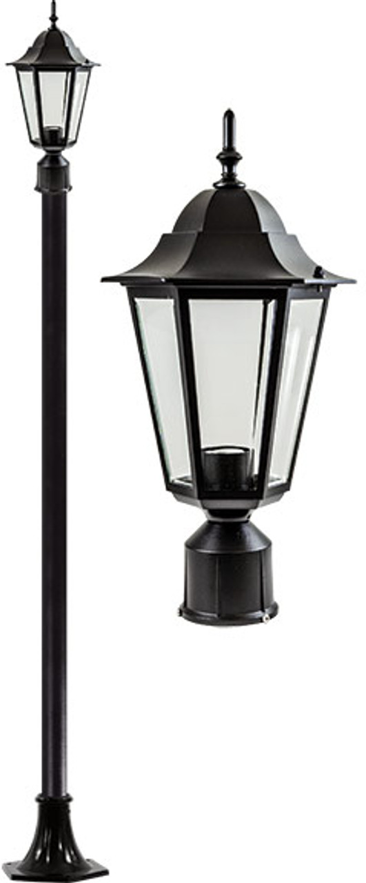 DABMAR LIGHTING GM1301S-LED16-B Daniella Post Light Fixture w/Clear Glass 16 Watt LED Lamp 85-265 Volts, Black