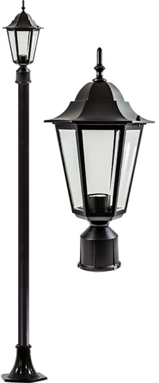 DABMAR LIGHTING GM1301S-B Daniella Post Light Fixture w/Clear Glass Incandescent 120 Volts, Black