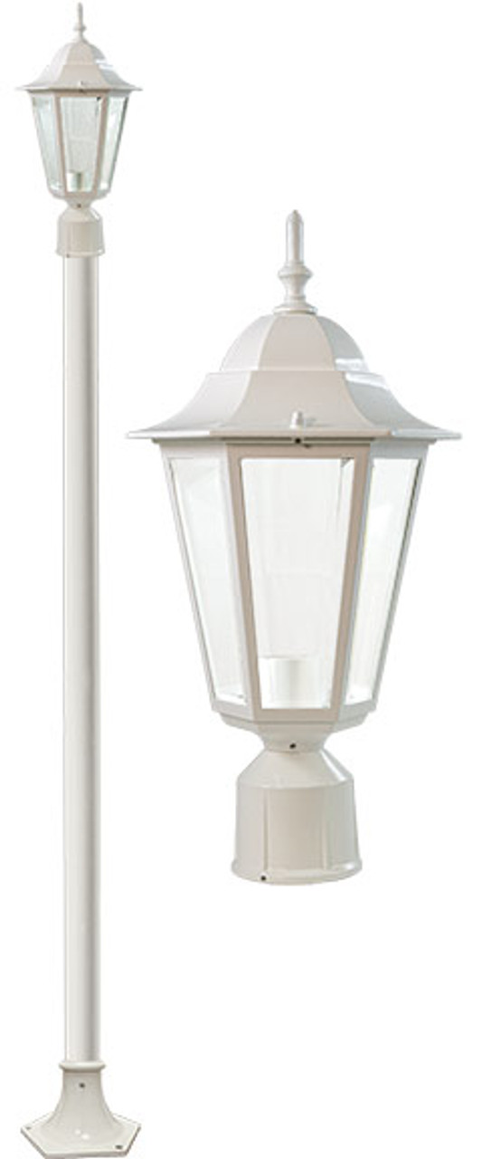 DABMAR LIGHTING GM1301S-LED16-W-FR Daniella Post Light Fixture w/Frosted Glass 16 Watt LED Lamp 85-265 Volts, White