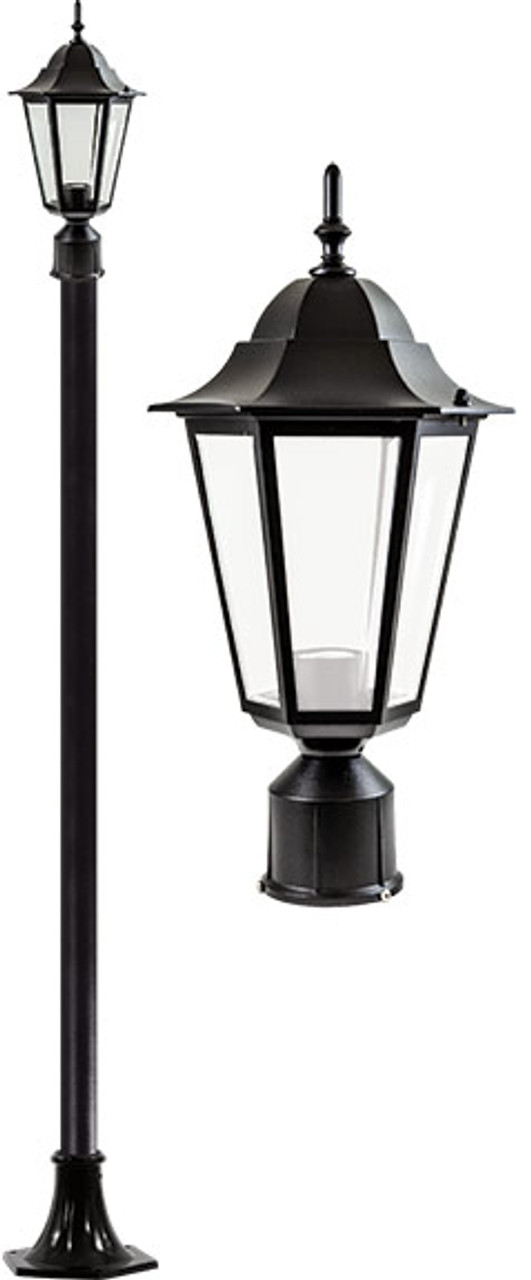 DABMAR LIGHTING GM1301S-LED9-B-FR DANIELLA POST LIGHT FIXTURE W/ FROSTED GLASS LED 9W 85-265V, Black