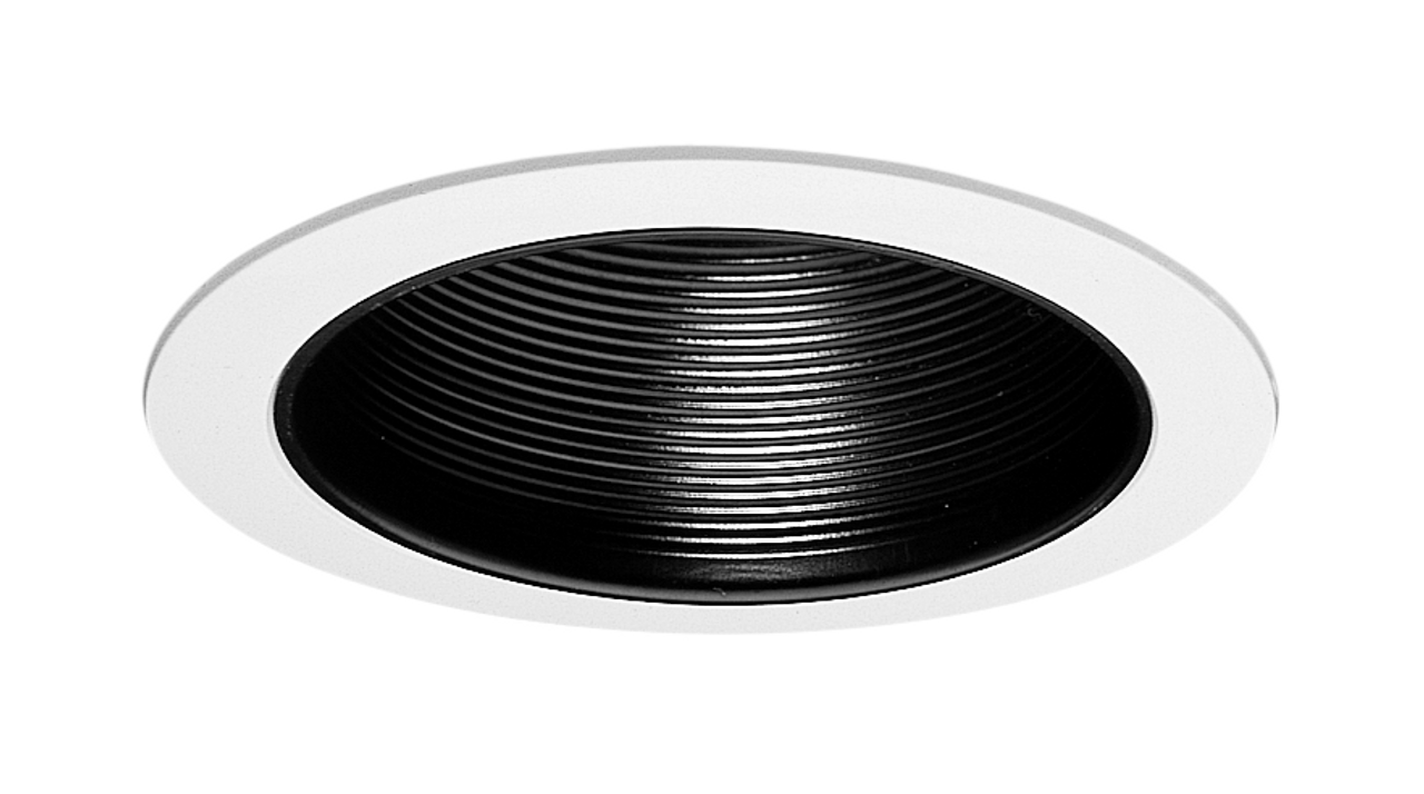 NICOR 17503 6 in. Black Recessed Baffle Trim with 1 in. White Trim Ring