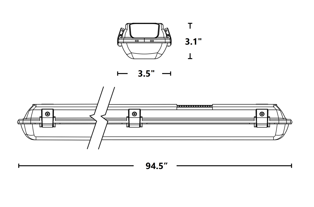 NICOR VT3208HUNV40 VT3(v2) Series 8ft High-Output LED Vaportite, 4000K