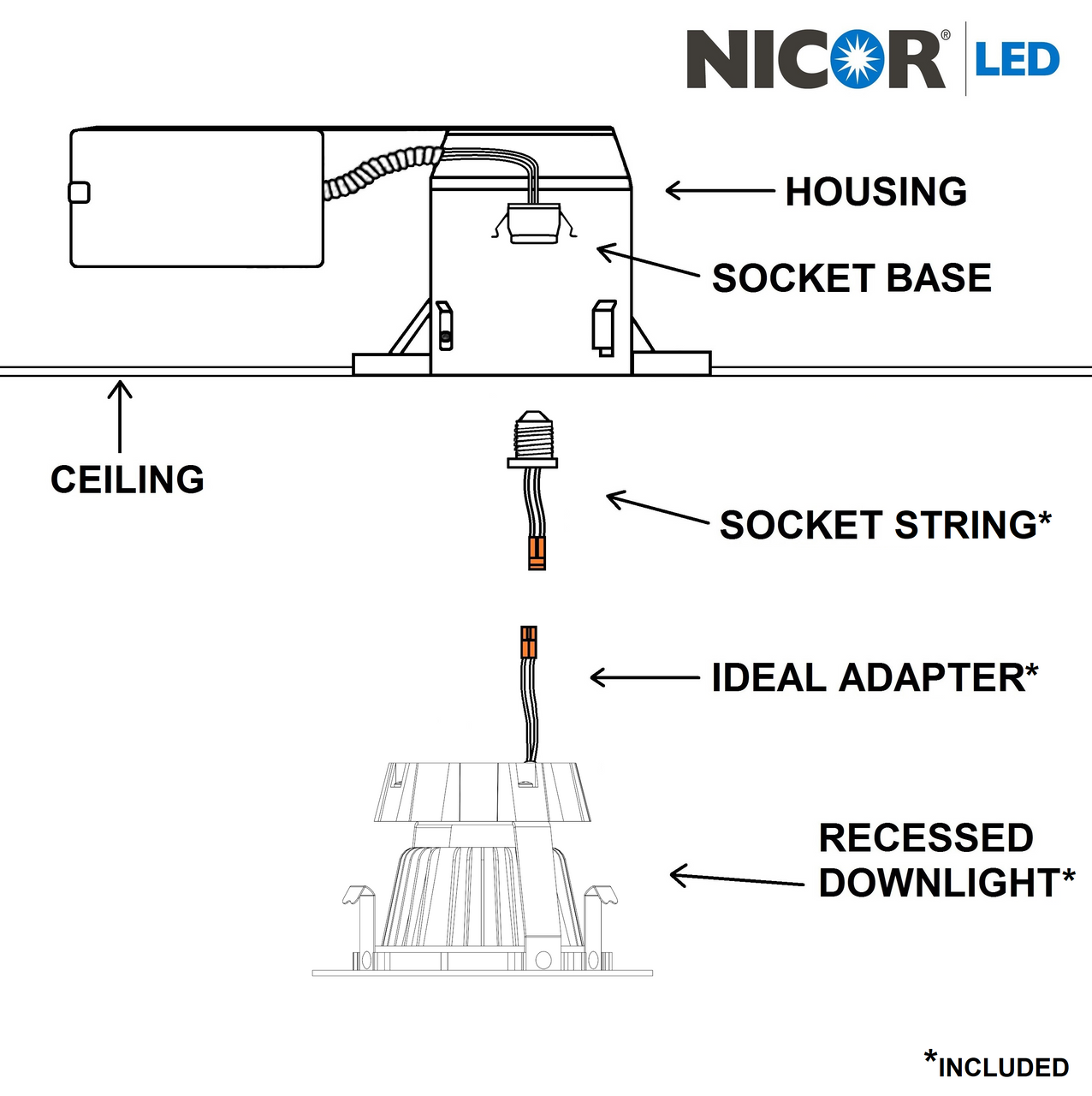 NICOR DCG421205KWH DCG Series 4 in. White Gimbal LED Recessed Downlight, 5000K