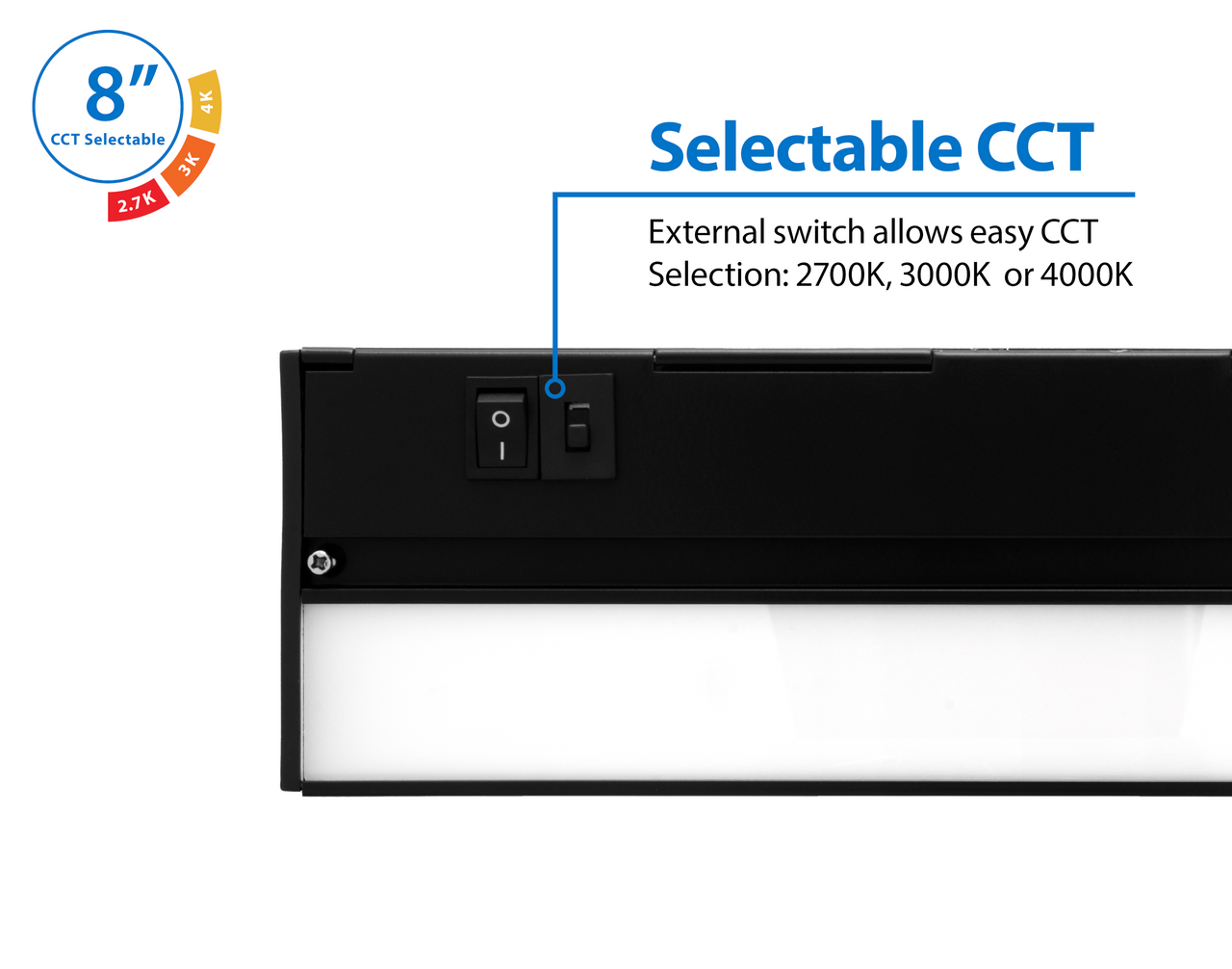 NICOR NUC508SBK NUC-5 Series 8-inch Black Selectable LED Under Cabinet Light