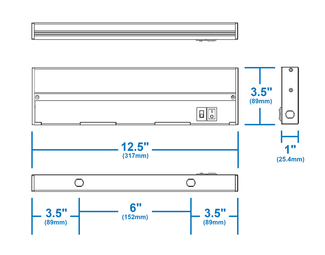 NICOR NUC512SOB NUC-5 Series 12.5-inch Oil Rubbed Bronze Selectable LED Under Cabinet Light