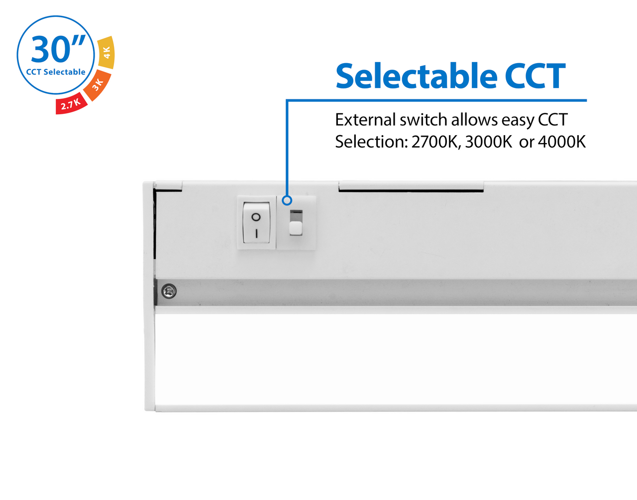 NICOR NUC530SWH NUC-5 Series 30-inch White Selectable LED Under Cabinet Light