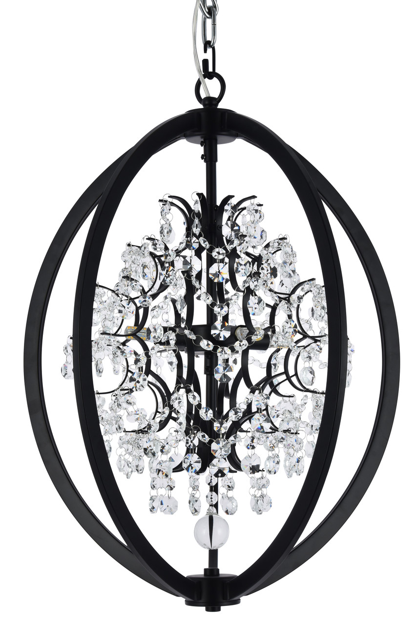 BETHEL INTERNATIONAL LA10C18BLK 4-Light Chandelier, Black