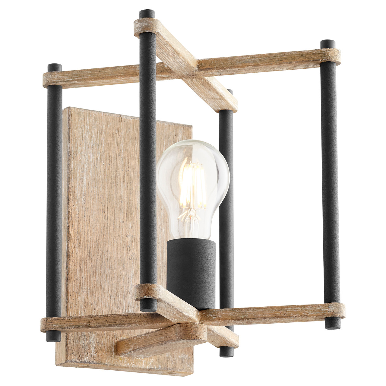 QUORUM 5134-1-69 Silva 1-Light Wall Mount,Noir w/ Weathered Oak Finish