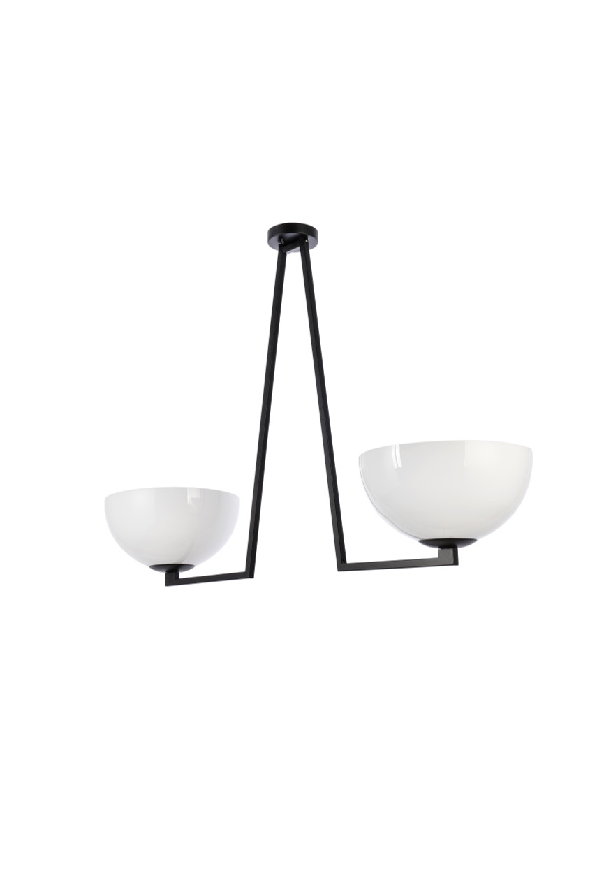 Living District LD2350BK Jeanne 2 lights black and white glass flush mount