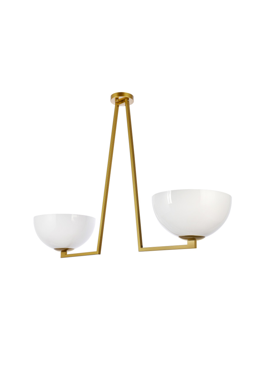 Living District LD2350BR Jeanne 2 lights brass and white glass flush mount