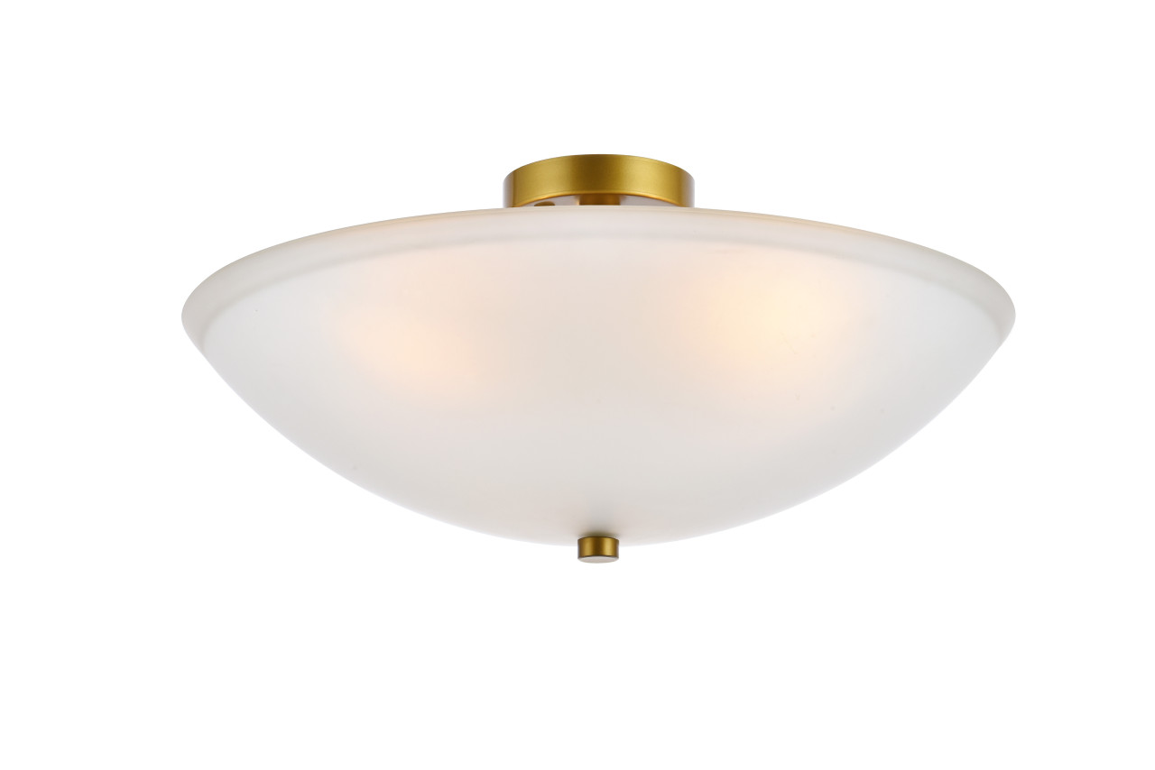 Living District LD2349BR Jeanne 3 lights brass and white glass flush mount