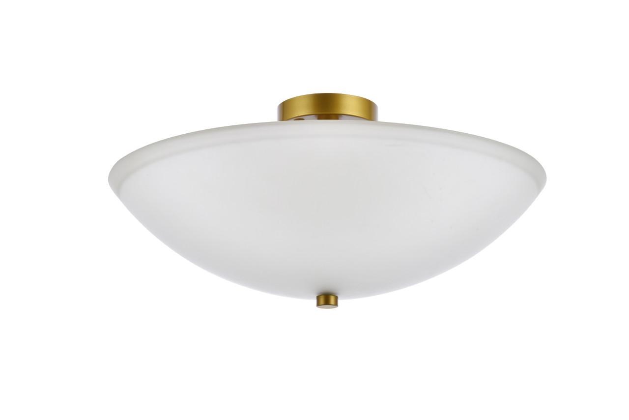 Living District LD2349BR Jeanne 3 lights brass and white glass flush mount